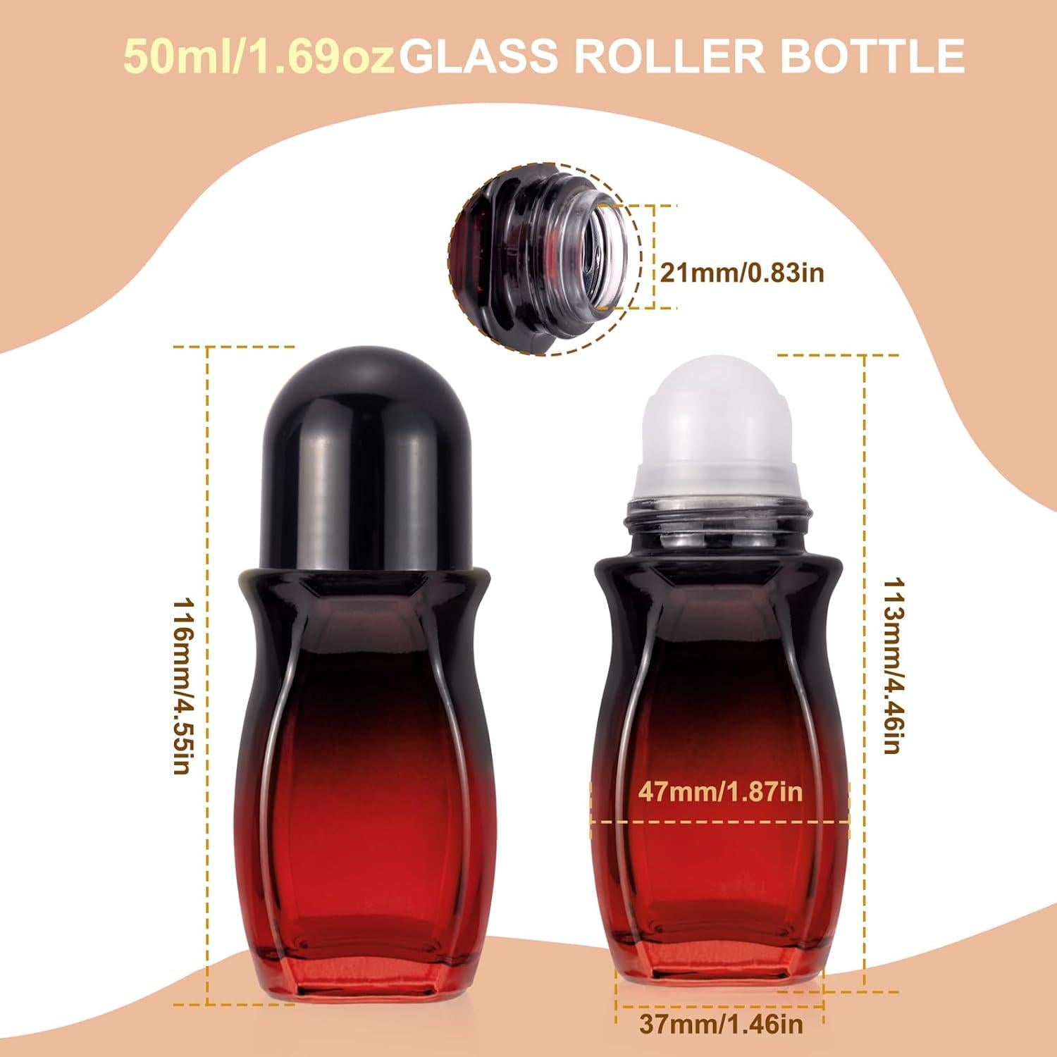 Set de 4 Botellas de Rodillo 50ml Ellbest Vidrio Rojo Gradiente