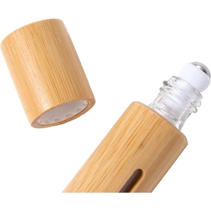 5 Botellas de Rodillo 10ml Pokinge con Apariencia de Madera