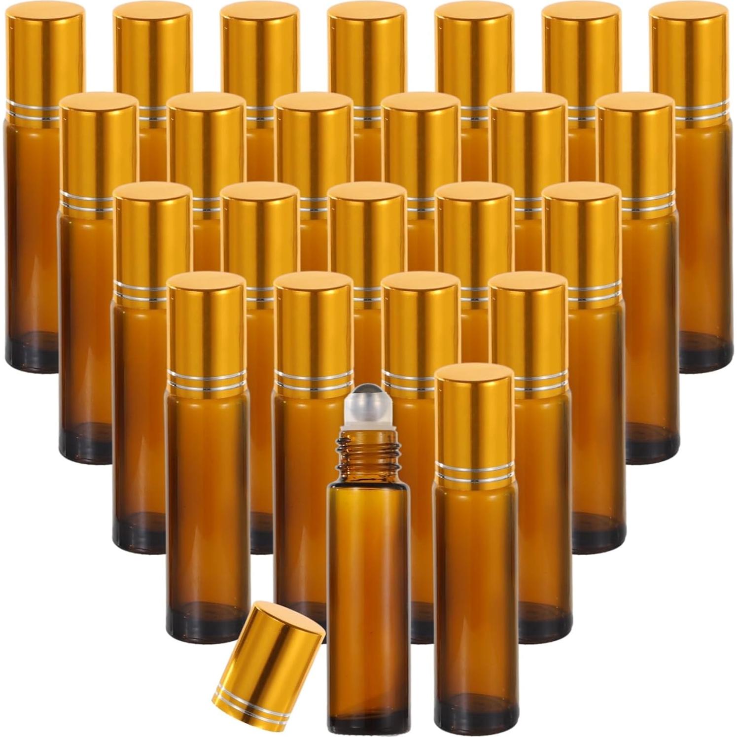 100 Botellas de Rodillo 10 ml Lnrueg Vidrio Marrón A Prueba de Fugas