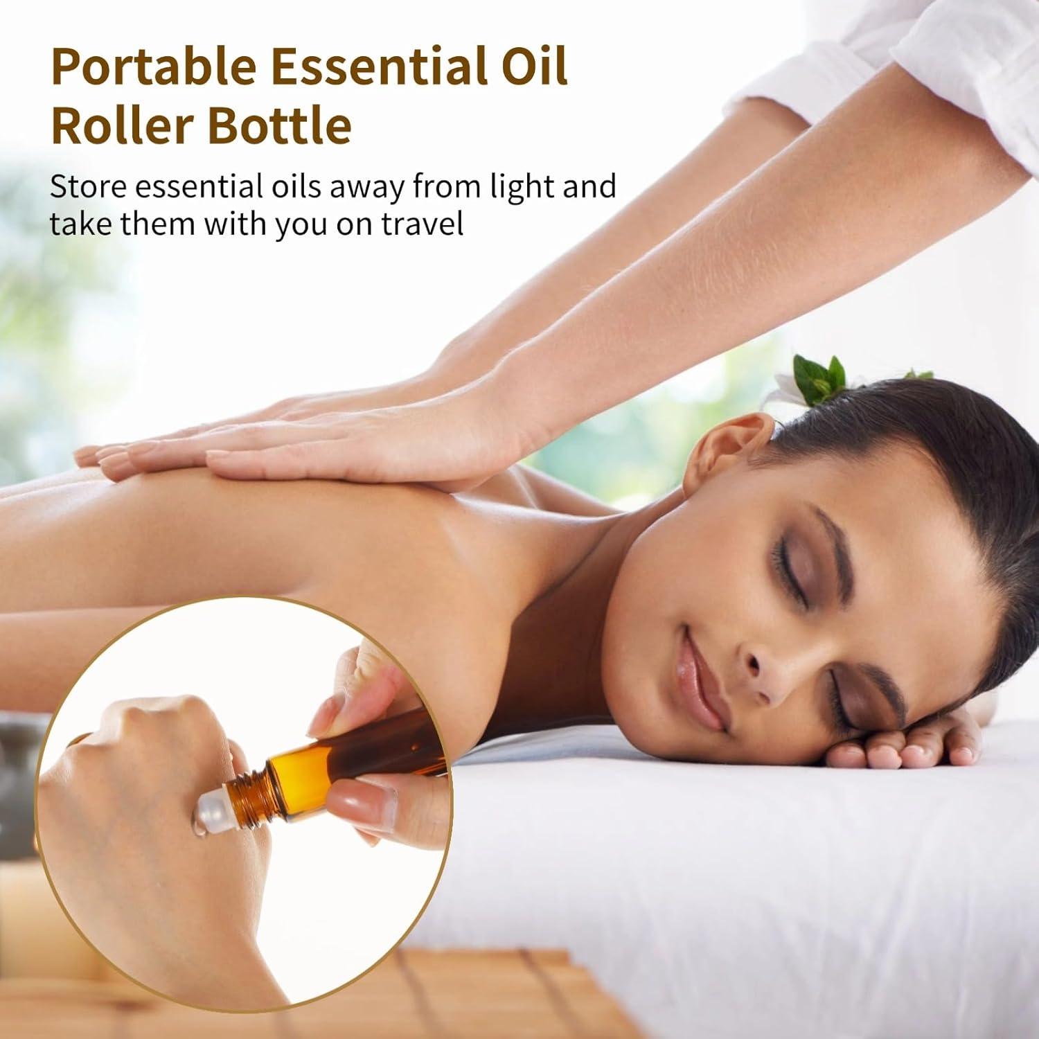 100 Botellas de Rodillo 10 ml Lnrueg Vidrio Marrón A Prueba de Fugas