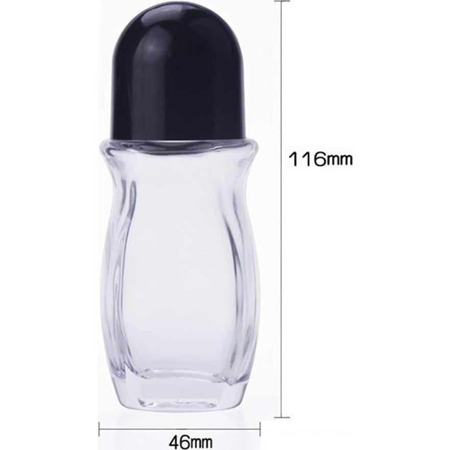 2 Botellas de Vidrio Reutilizables 50ml con Roll-On Tapa Blanca