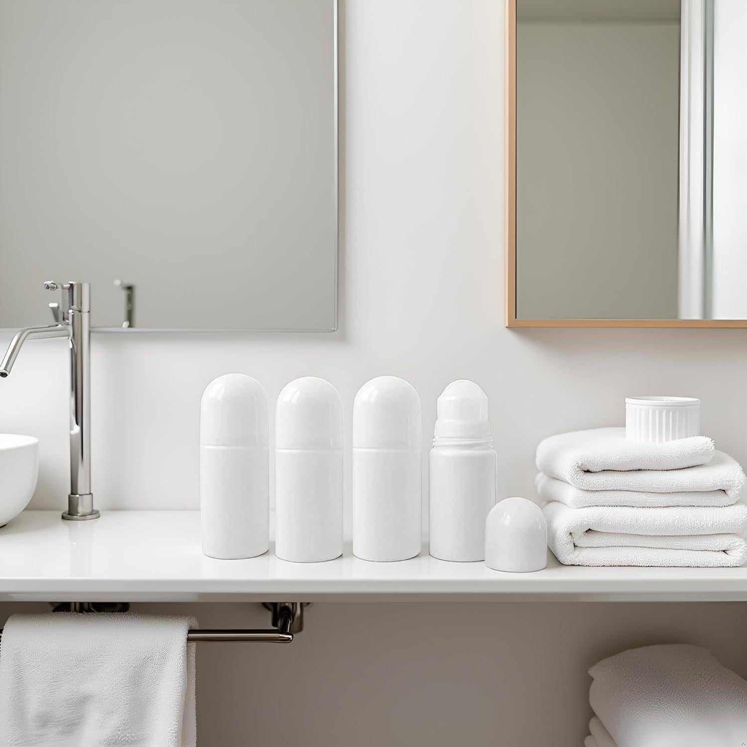 4 Botellas Reutilizables Roll On 50ml WsjiaboFux Blancas