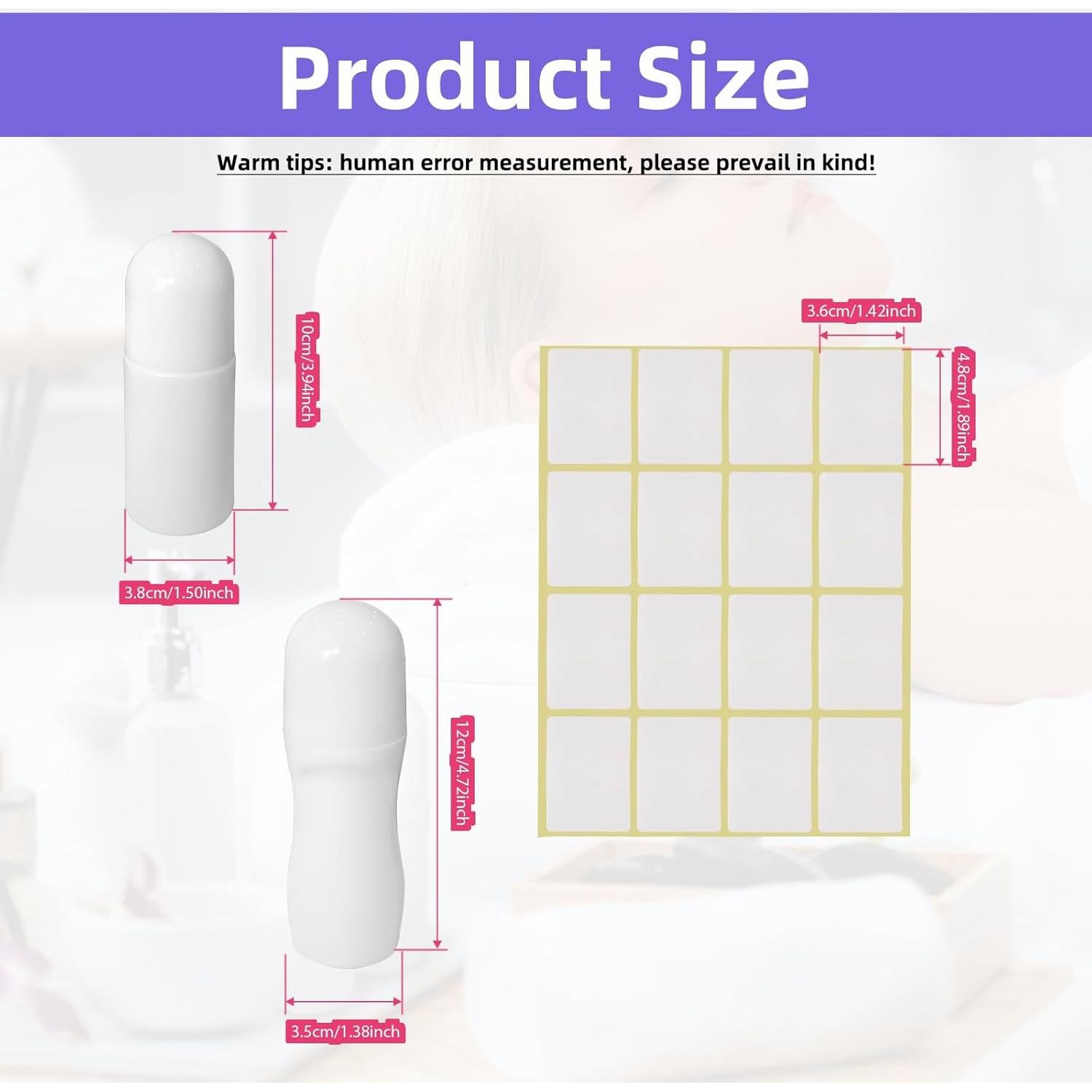 10 Botellas Vacías Roll-On 50ml LJZP Plástico Blanco Reutilizables