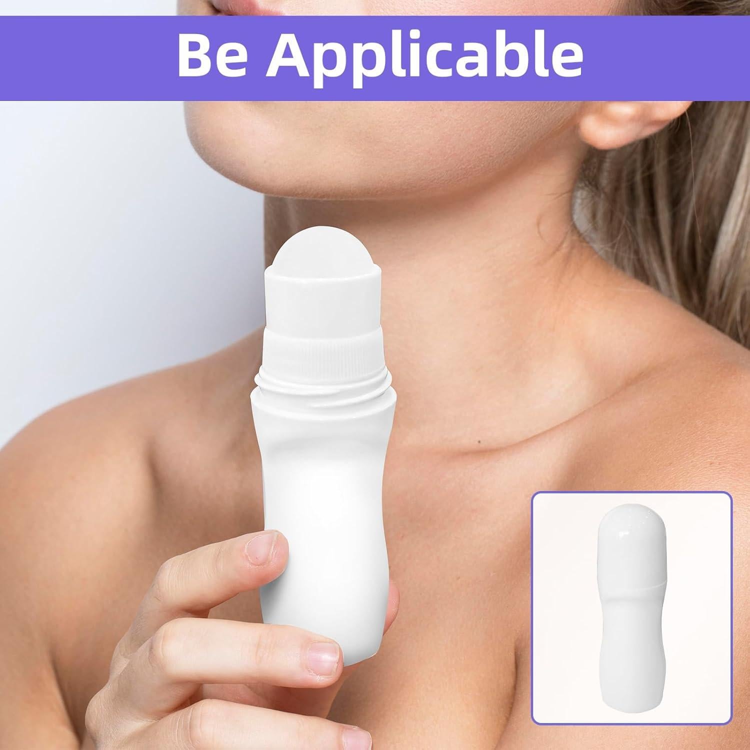 10 Botellas Vacías Roll-On 50ml LJZP Plástico Blanco Reutilizables