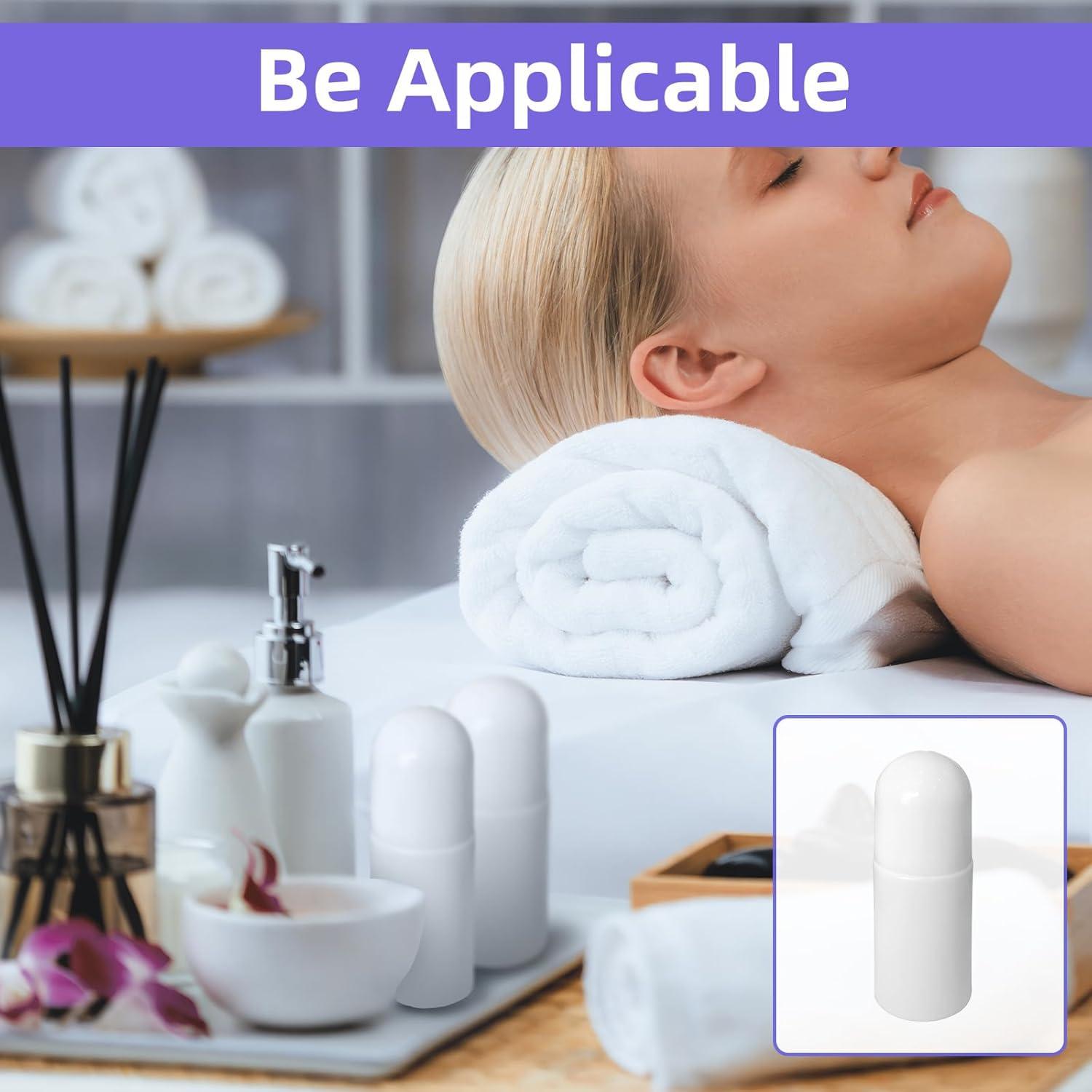 10 Botellas Vacías Roll-On 50ml LJZP Plástico Blanco Reutilizables