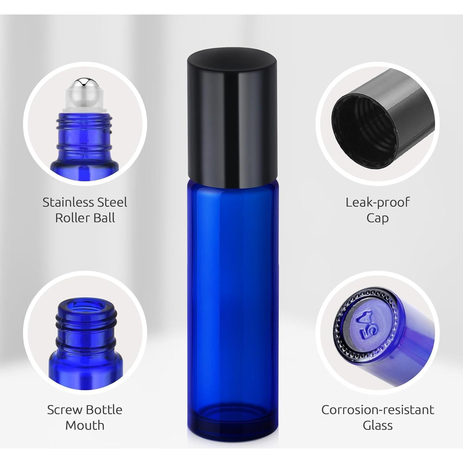 Botellas de Rodillo 10ml Bofessor - Pack 4 Vidrio UV con Accesorios