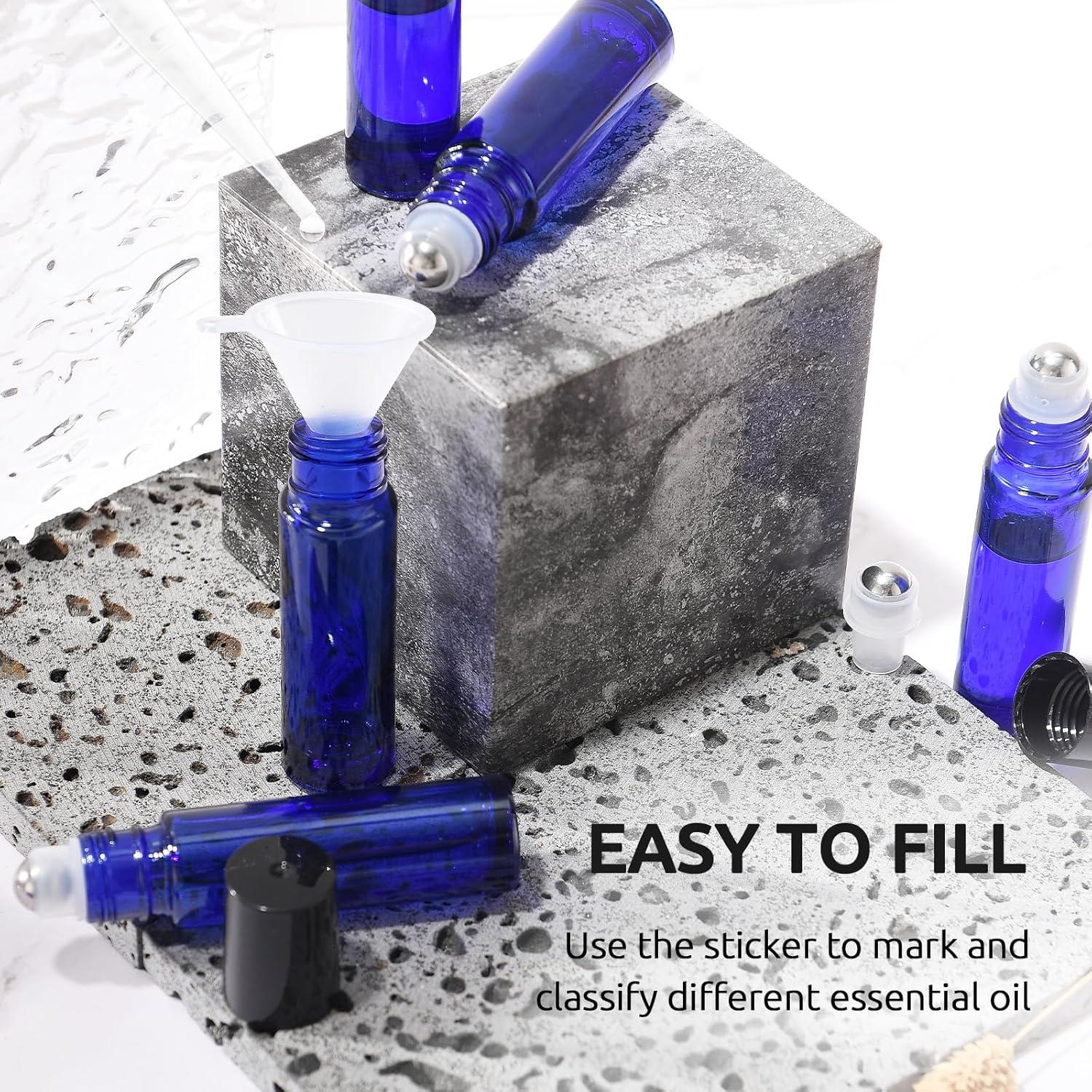 Botellas de Rodillo 10ml Bofessor - Pack 4 Vidrio UV con Accesorios