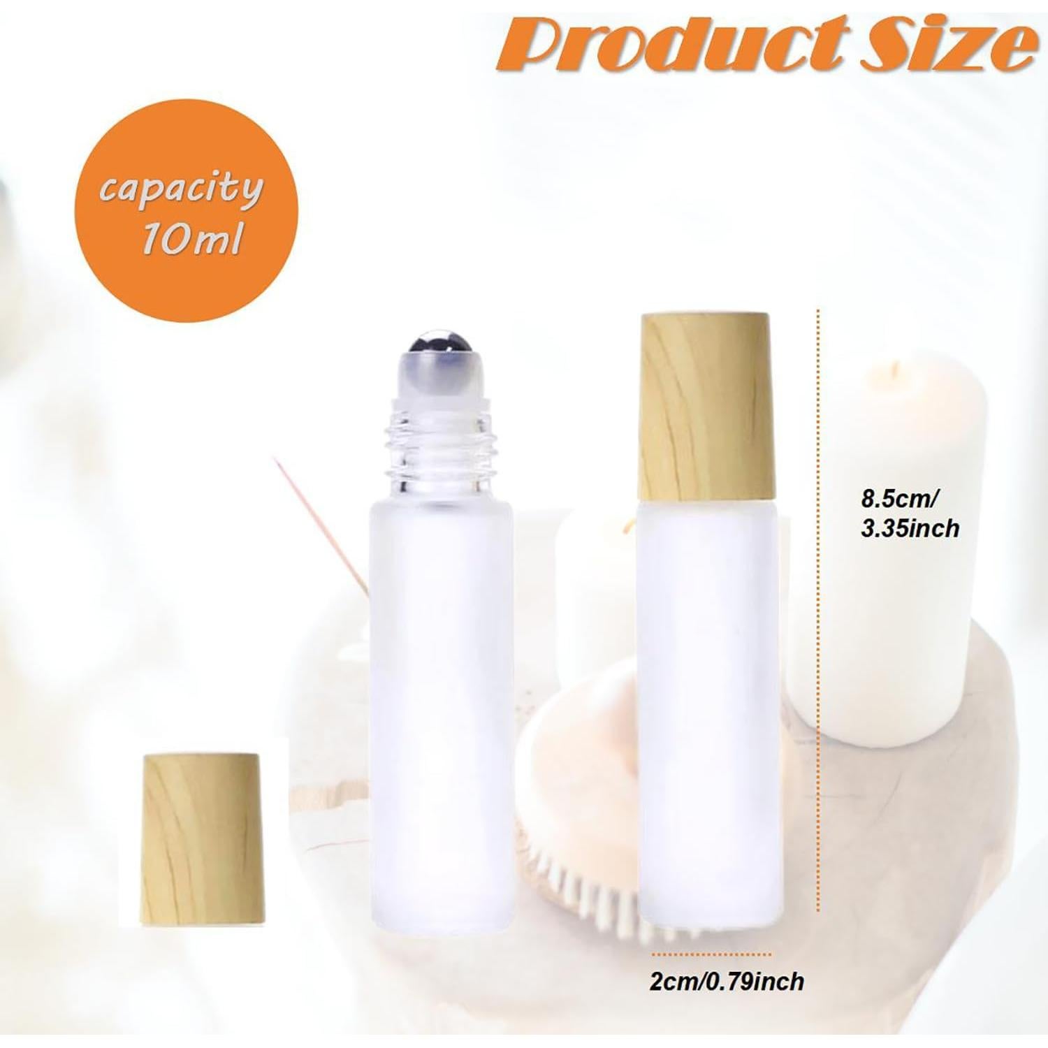 8 Botellas de Rodillo de Vidrio 10ml Doromy con Tapas de Madera