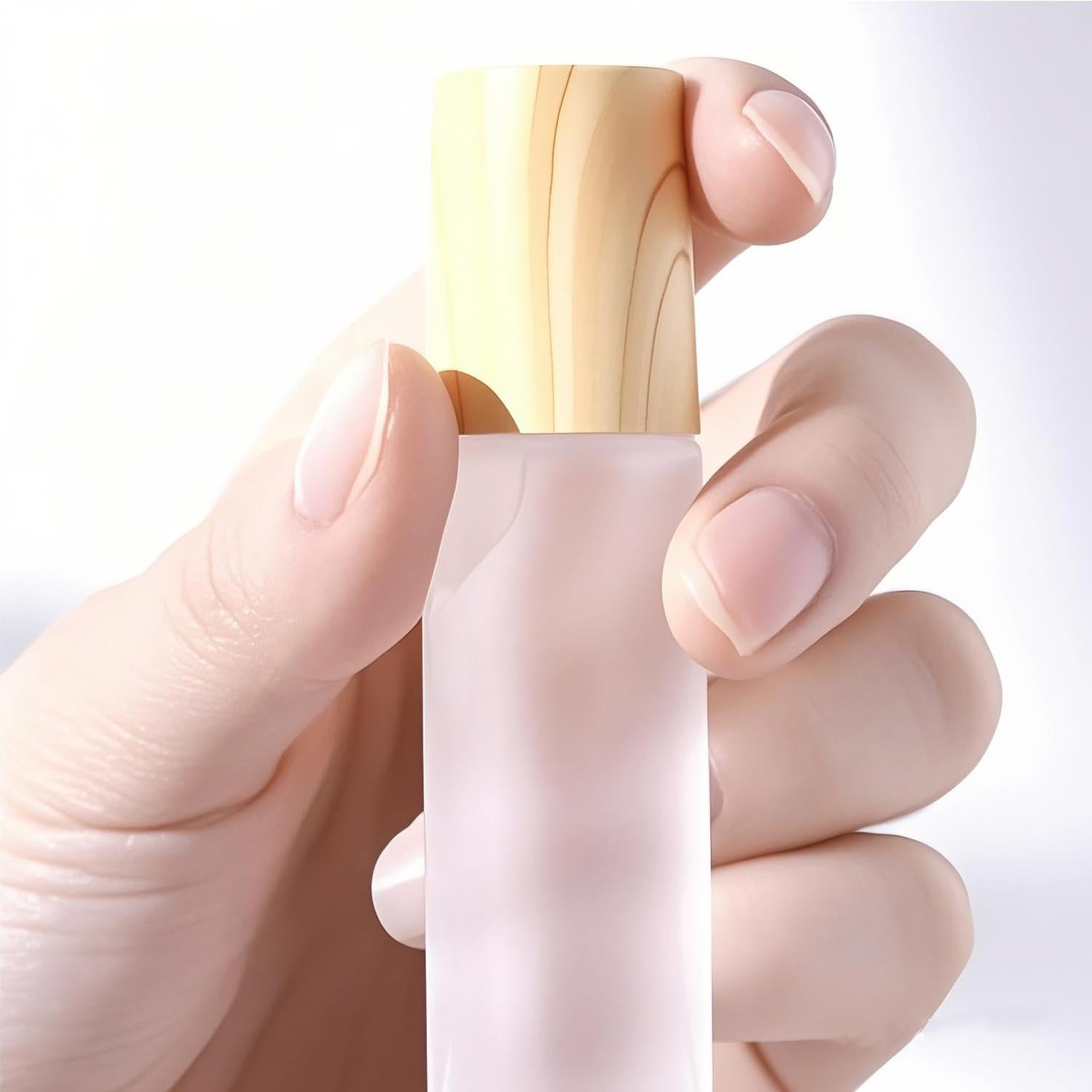 8 Botellas de Rodillo de Vidrio 10ml Doromy con Tapas de Madera