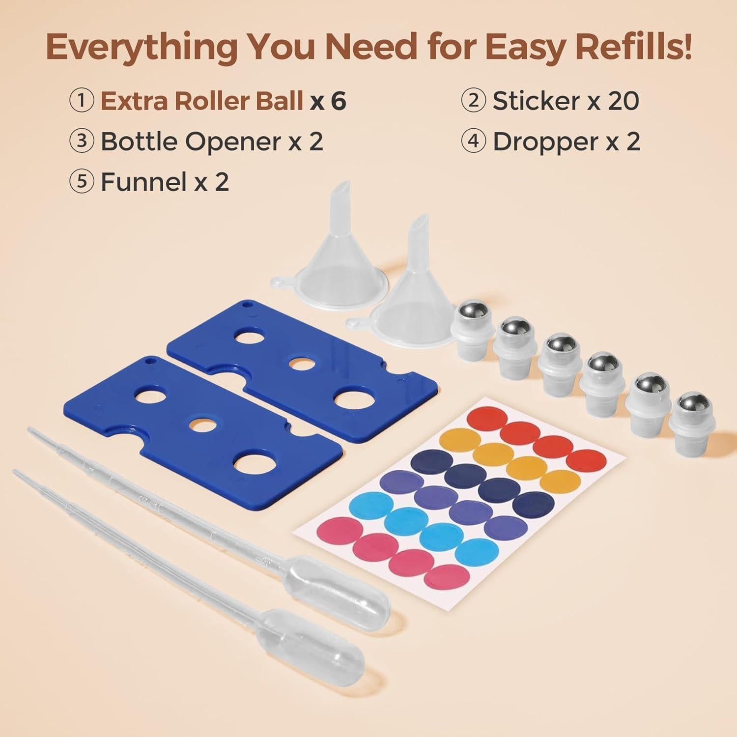 Botellas de Rodillo ComSaf 24 Piezas 10ml Vidrio Ámbar