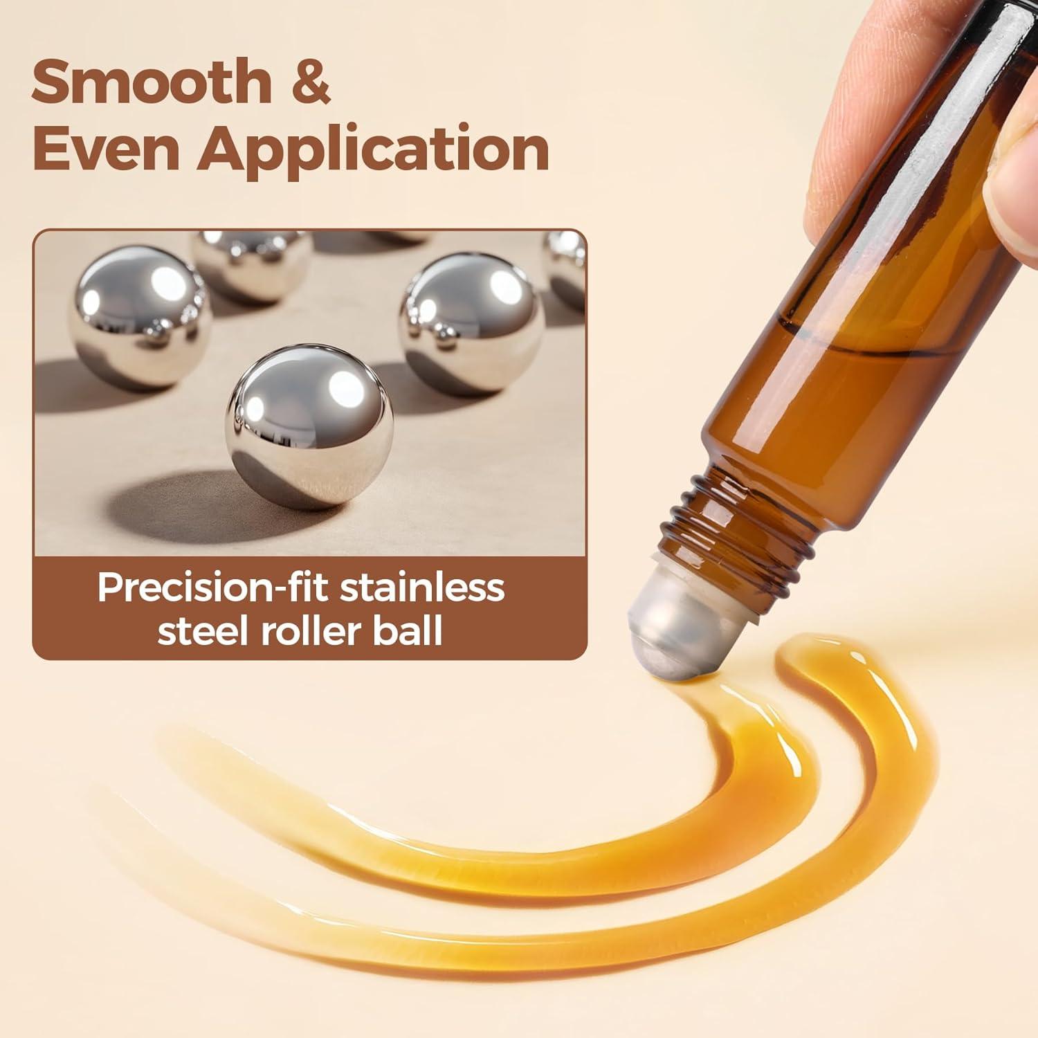 Botellas de Rodillo ComSaf 24 Piezas 10ml Vidrio Ámbar