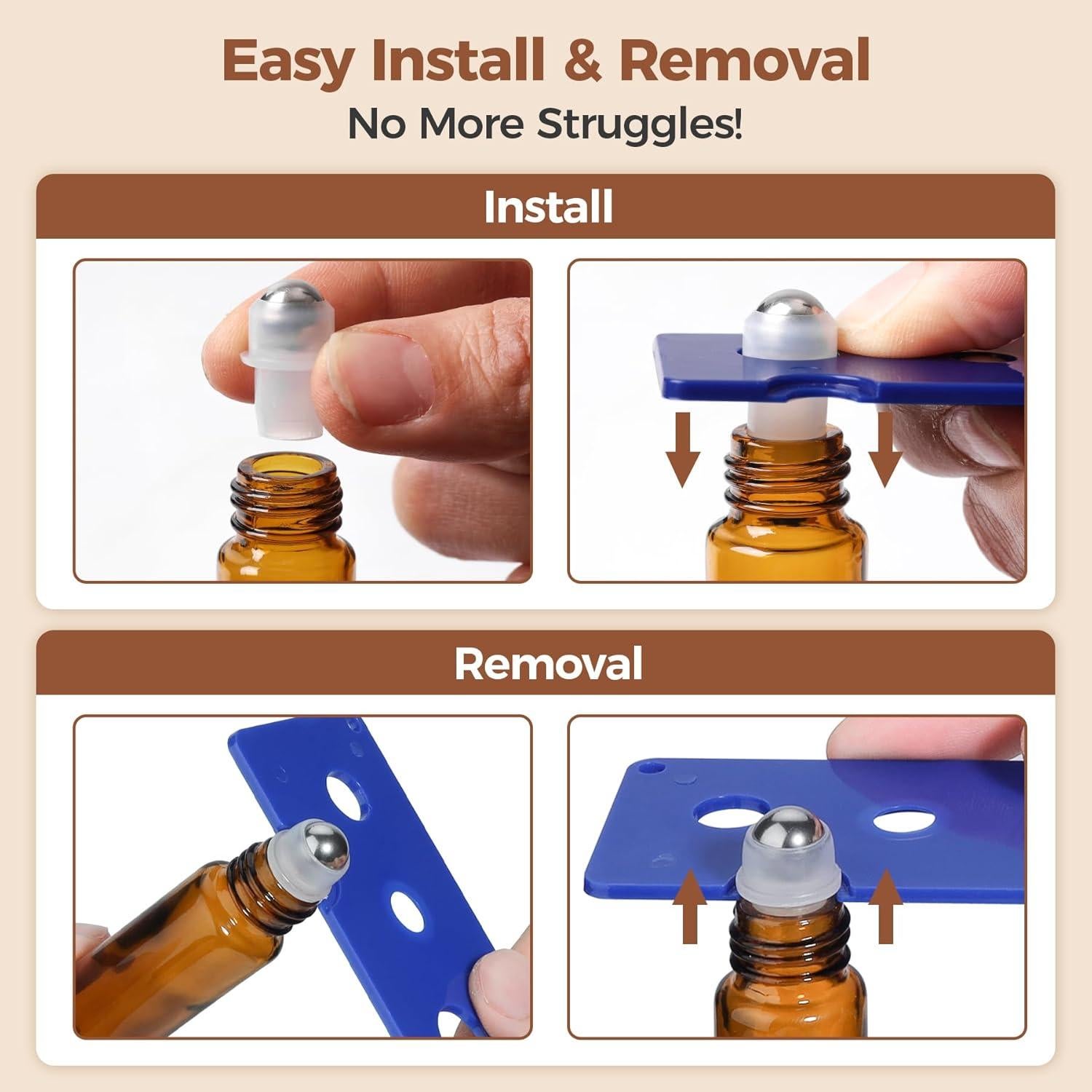 Botellas de Rodillo ComSaf 24 Piezas 10ml Vidrio Ámbar