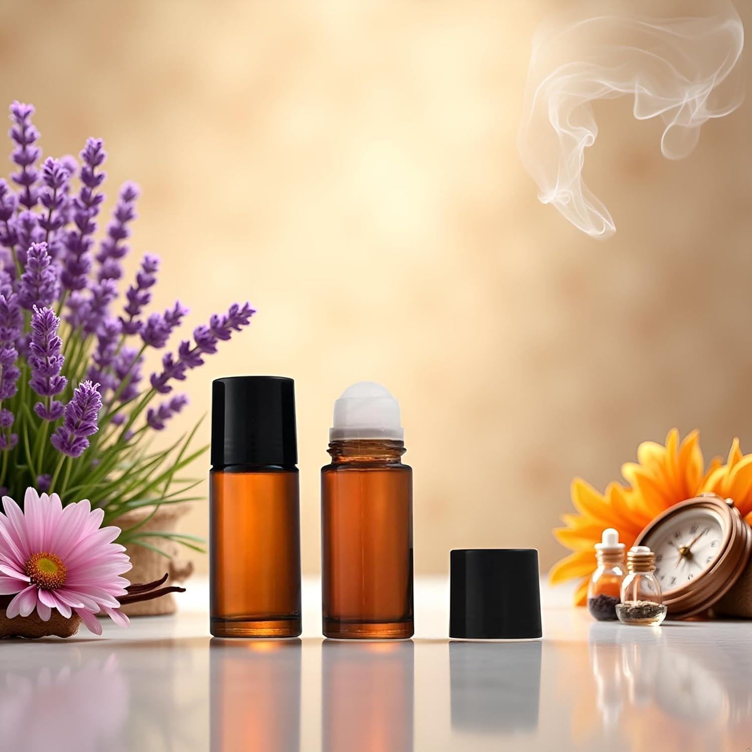 Set de 2 Botellas de Vidrio Marrón 50ml Roll-On Jinshining