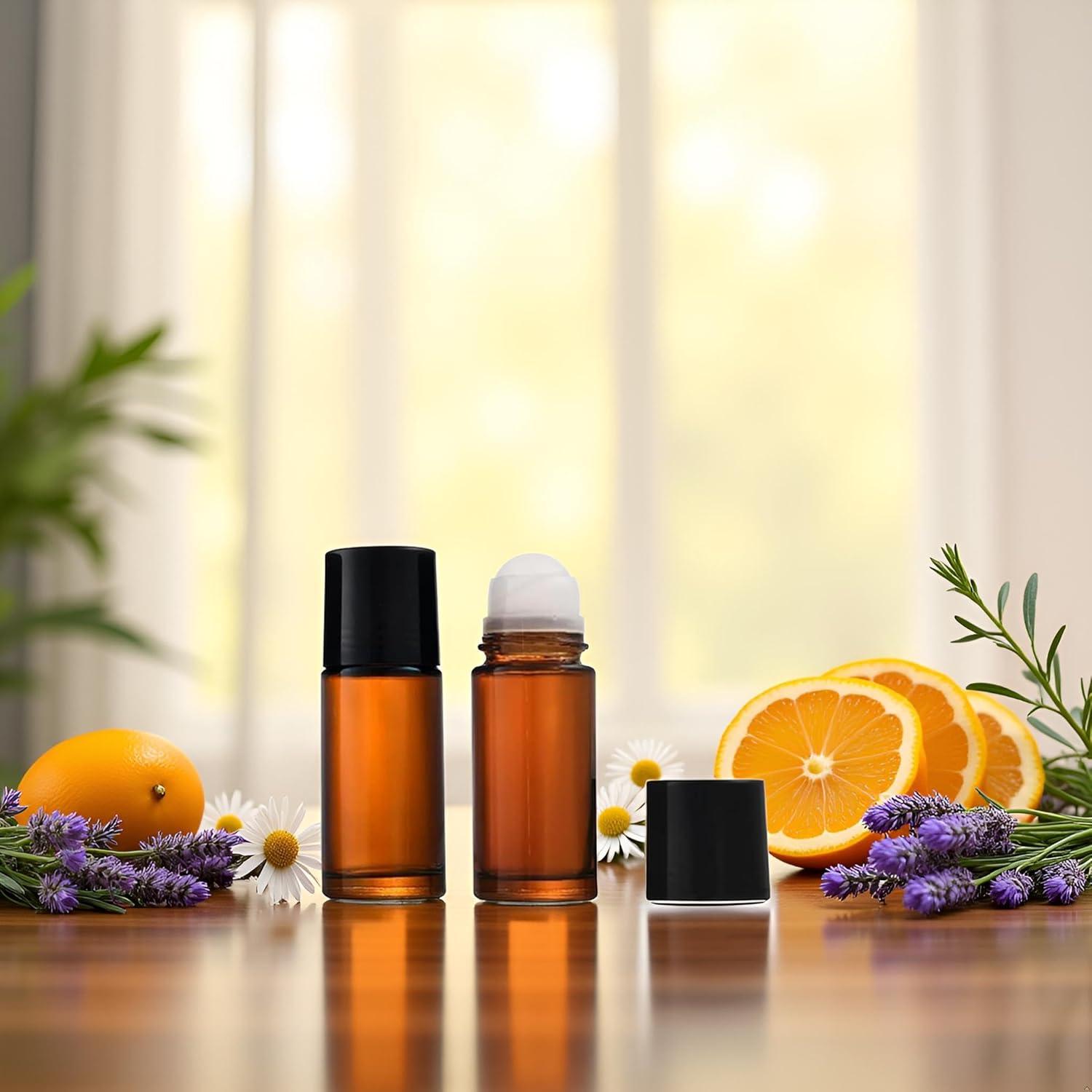 Set de 2 Botellas de Vidrio Marrón 50ml Roll-On Jinshining