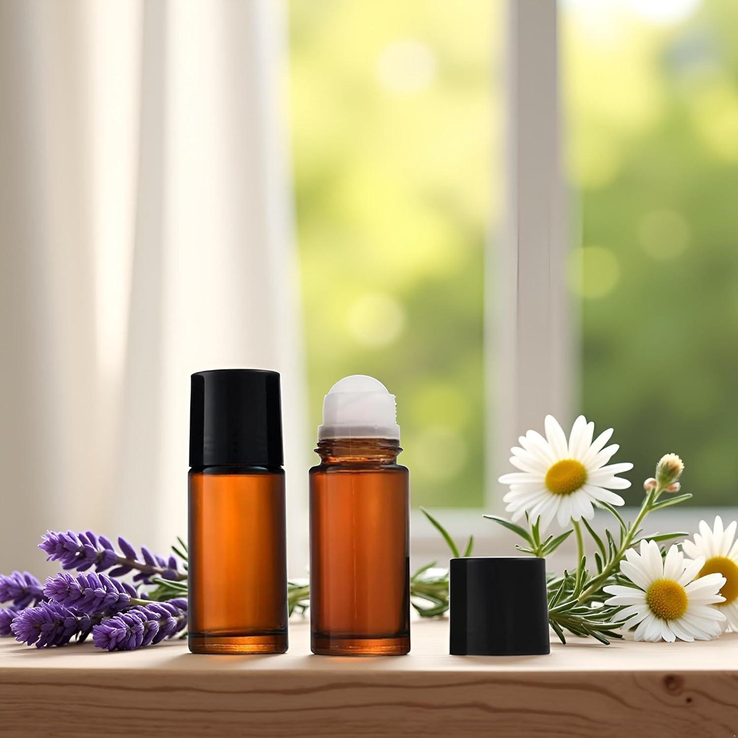 Set de 2 Botellas de Vidrio Marrón 50ml Roll-On Jinshining