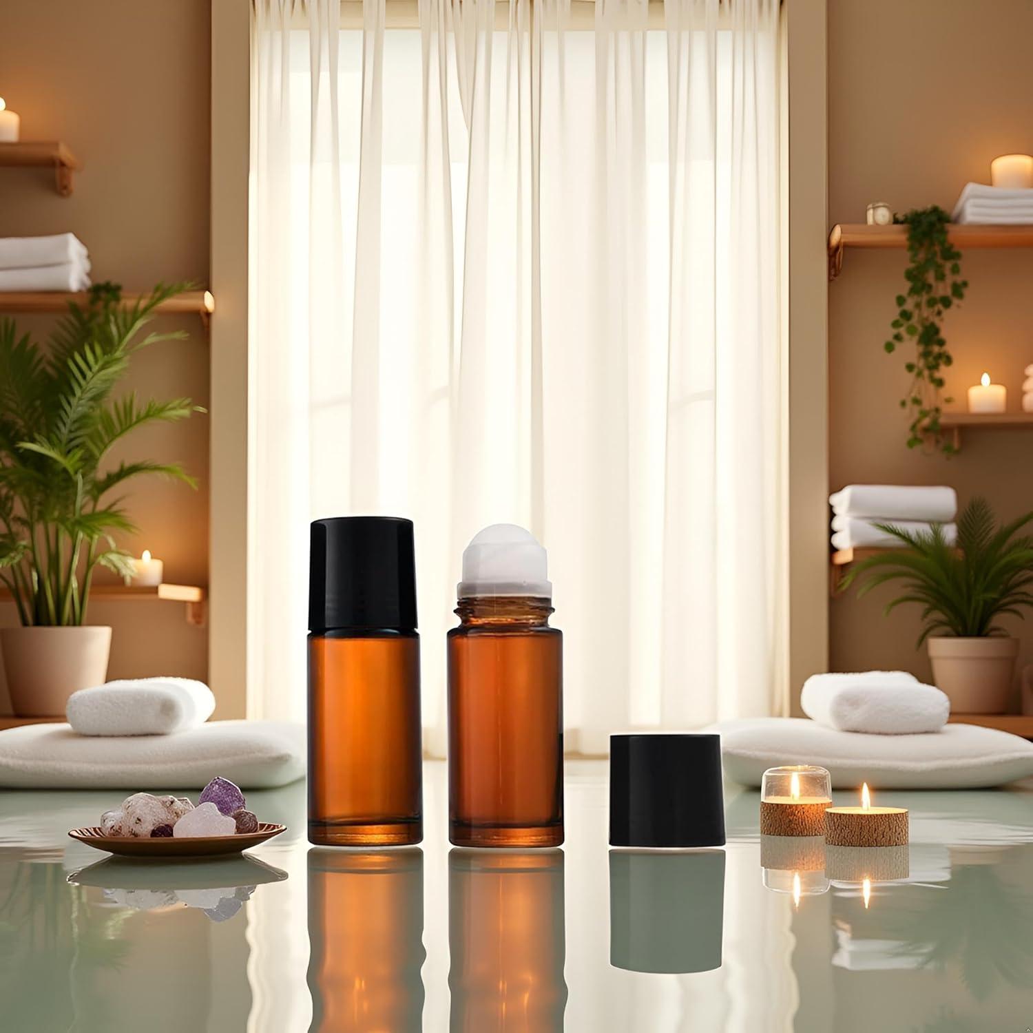 Set de 2 Botellas de Vidrio Marrón 50ml Roll-On Jinshining