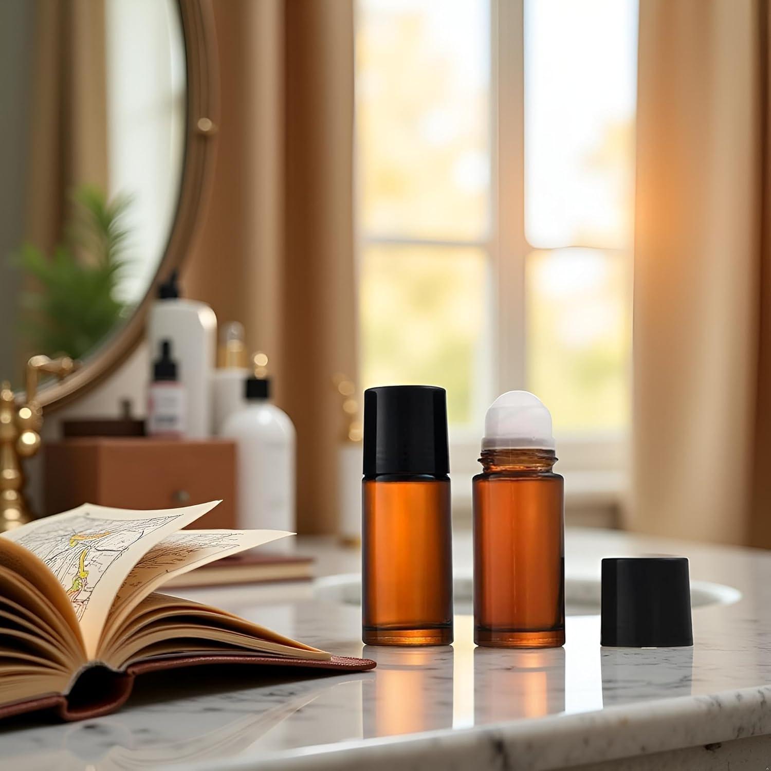 Set de 2 Botellas de Vidrio Marrón 50ml Roll-On Jinshining