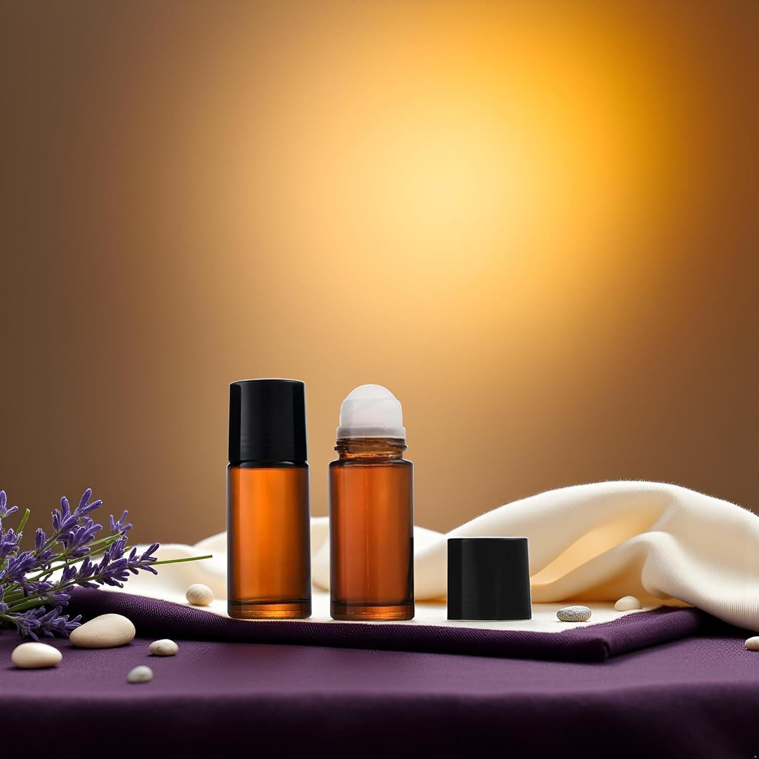 Set de 2 Botellas de Vidrio Marrón 50ml Roll-On Jinshining