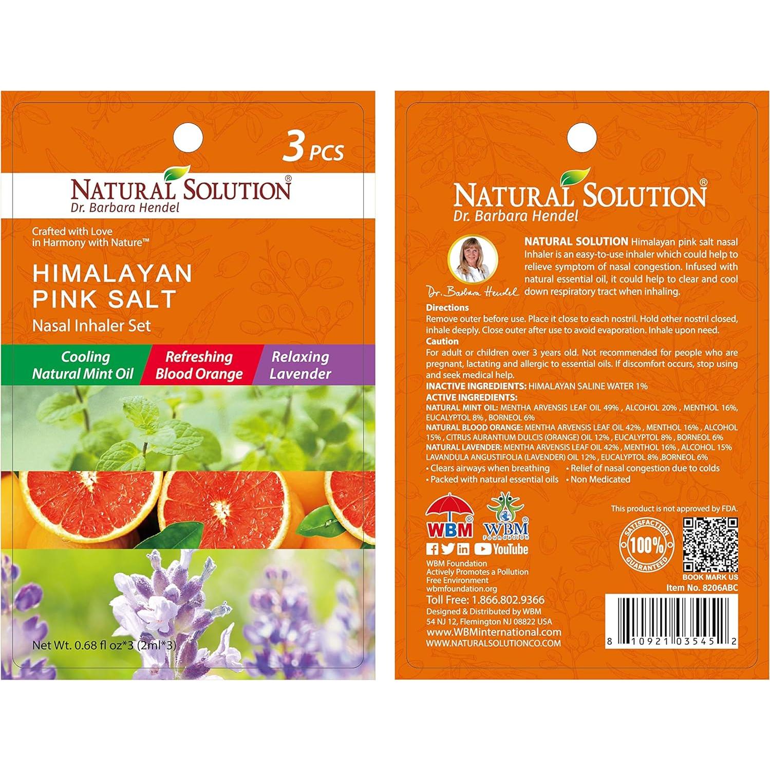 Inhalador Nasal de Sal Rosa del Himalaya WBM - 3 Aromas