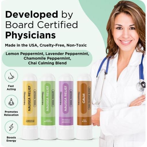 Inhalador Nasal Nausology - Aceites Esenciales - Paquete de 4