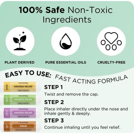 Inhalador Nasal Nausology - Aceites Esenciales - Paquete de 4