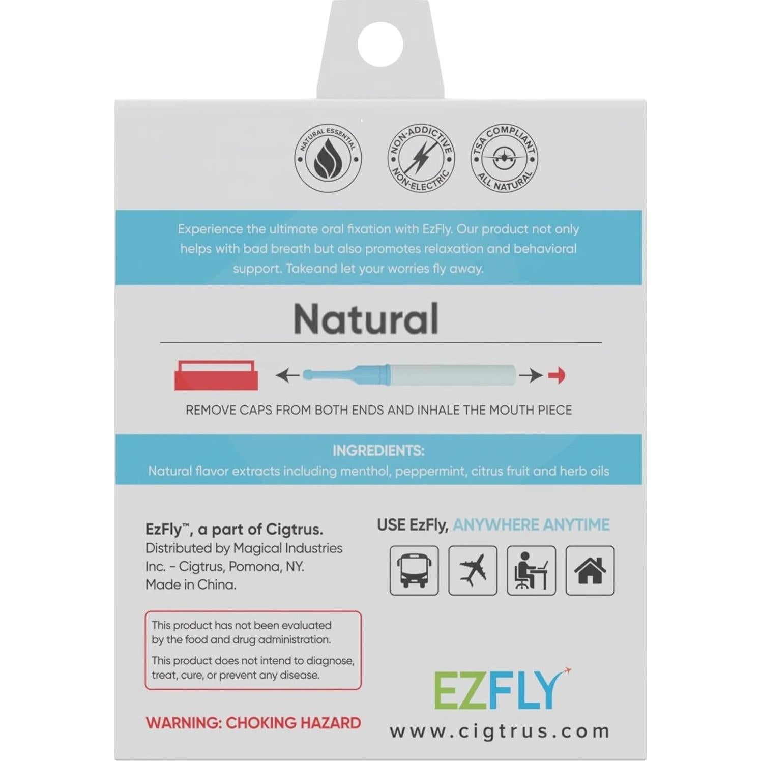 Inhalador de Aromaterapia EZFly - Portátil y Ligero, 4 Aromas