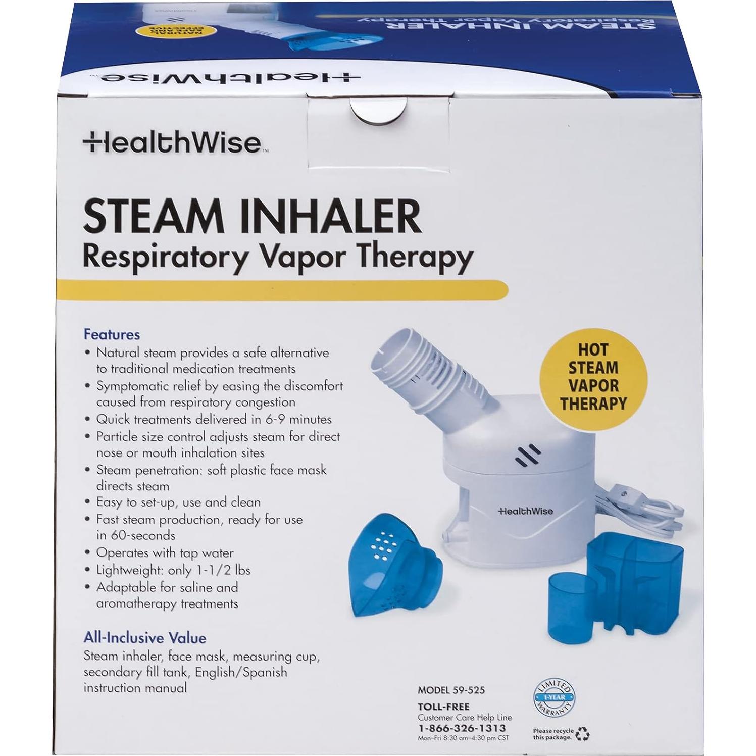Inhalador de Vapor HealthWise 59-525 | Terapia Respiratoria y Facial