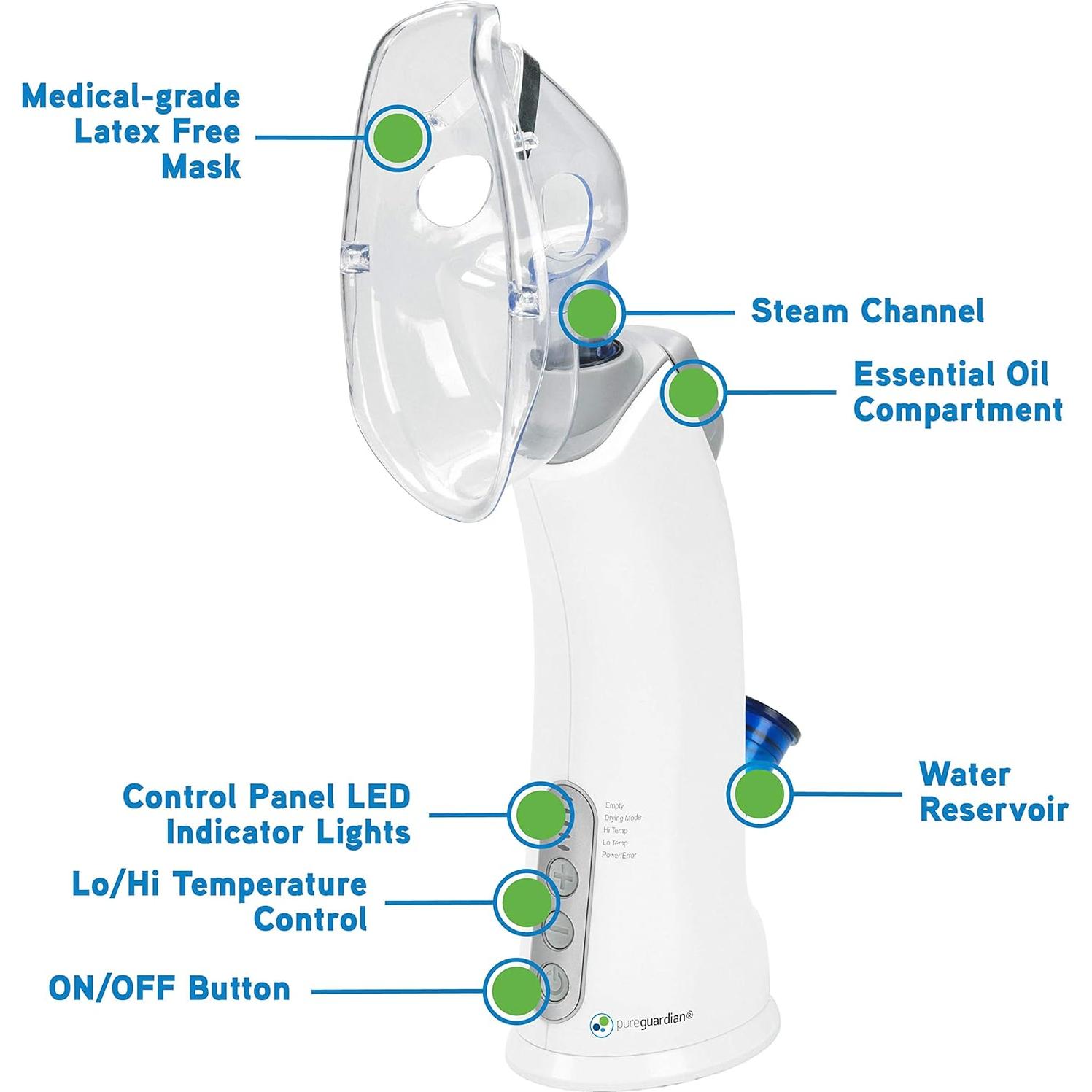 Inhalador de Vapor Caliente PureGuardian MST55 Portátil 295g