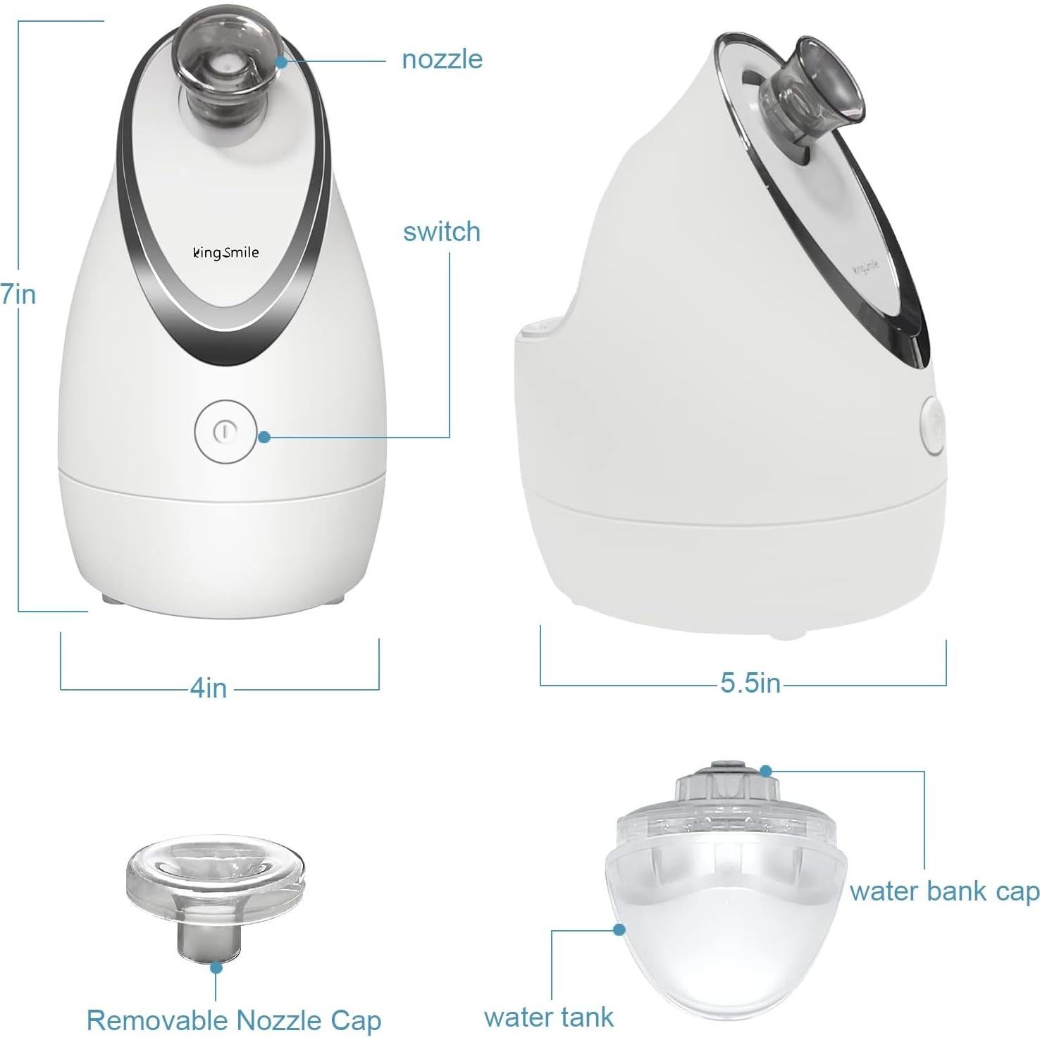 Vaporizador Facial Kingsmile KS-2300 Compacto 3 en 1 100ml