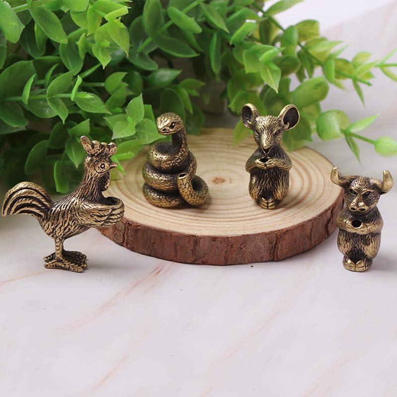 4 Soportes de Incienso Chino Mini Vaca, Pollo, Serpiente, Ratón Metal