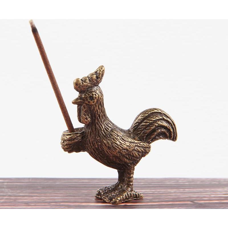 4 Soportes de Incienso Chino Mini Vaca, Pollo, Serpiente, Ratón Metal