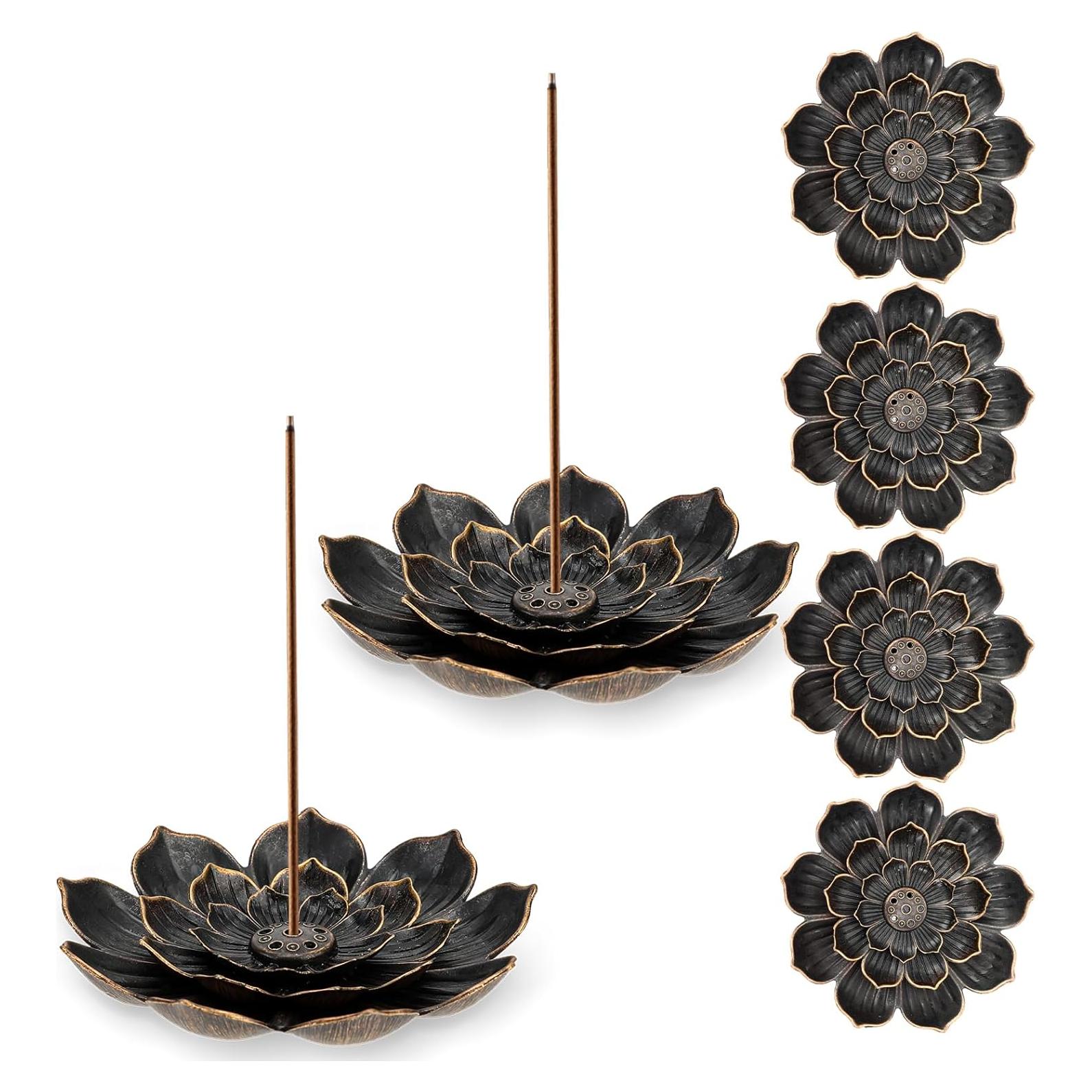 6 Soportes de Incienso Loto FdcLixuvol 5.5cm Zinc