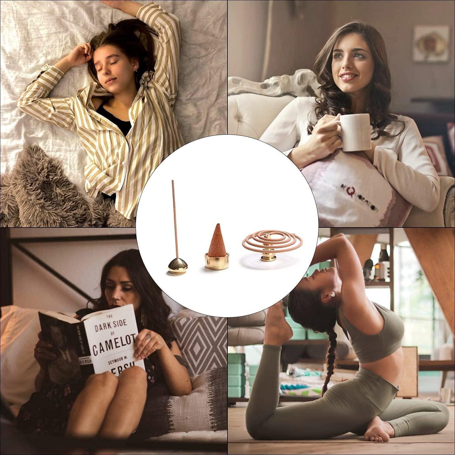 Soporte de Incienso 3 en 1 ABXLNIU de Latón para Varitas y Conos