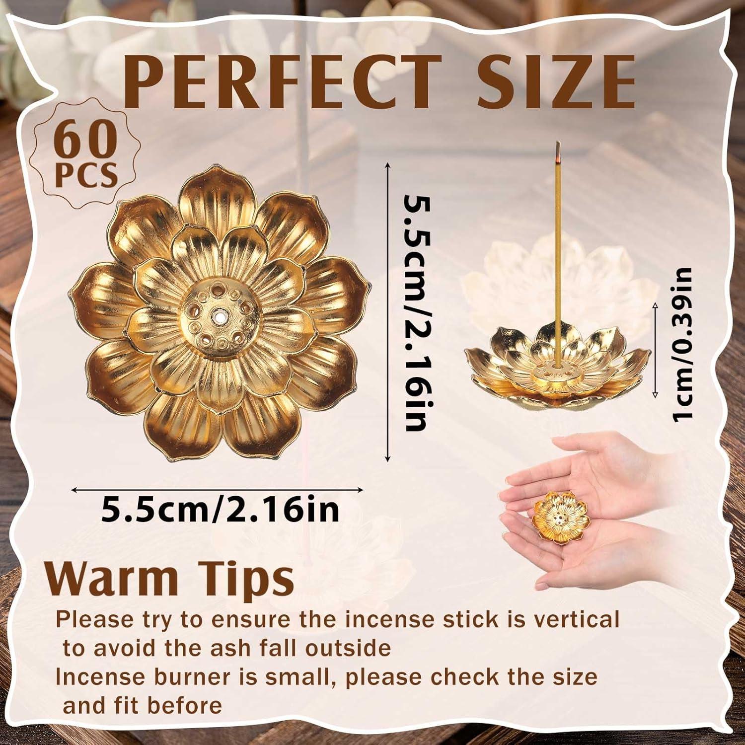 Set de 60 Soportes de Incienso Layhit Loto Dorado 5.5 cm