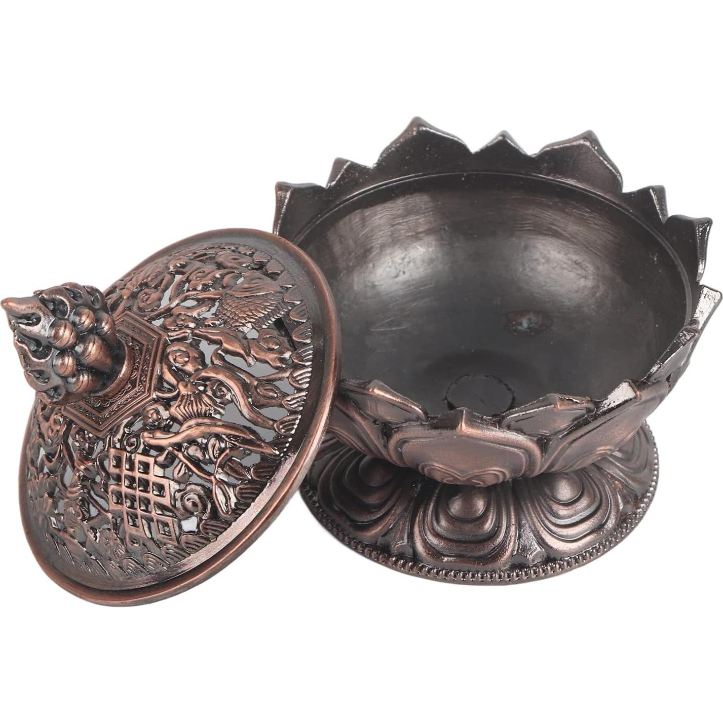 Soporte de Incienso Loto Walfront Bronce Rojo 8 cm