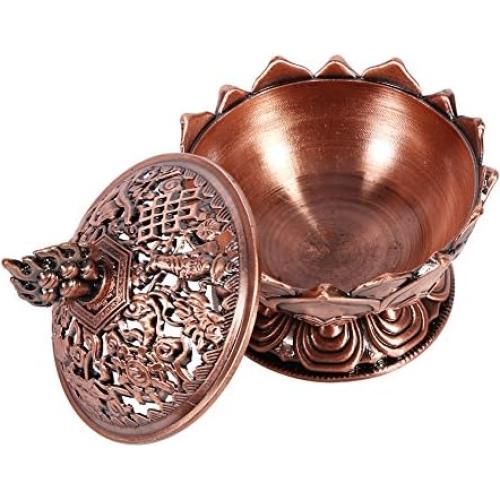 Soporte de Incienso Loto Walfront Bronce Rojo 8 cm