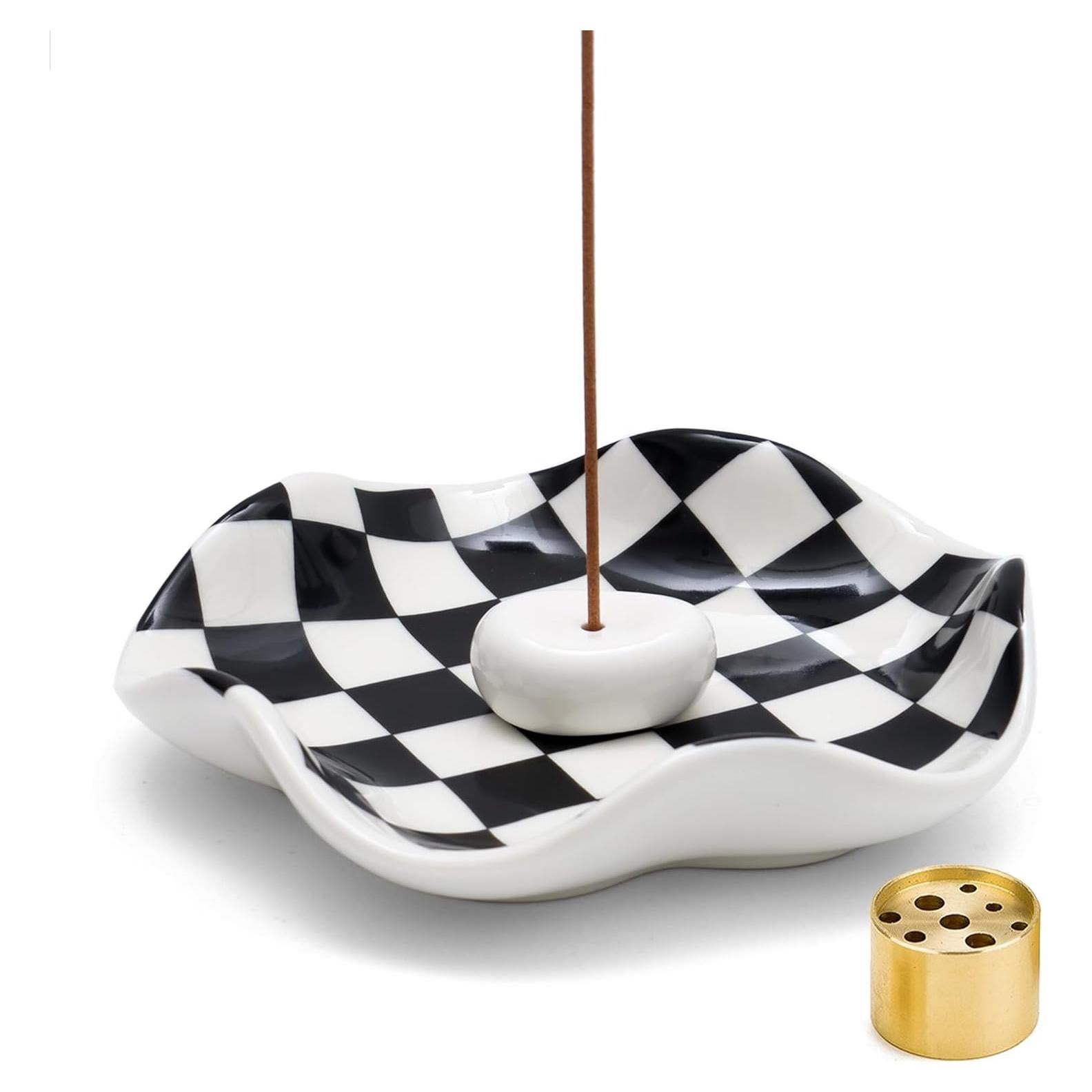 Soporte de Incienso Cerámica Taoeuro 13 cm Negro y Blanco