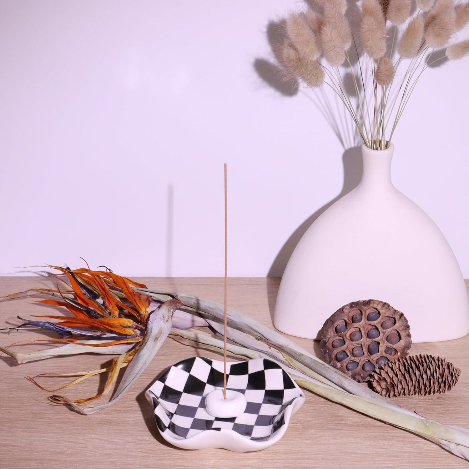 Soporte de Incienso Cerámica Taoeuro 13 cm Negro y Blanco