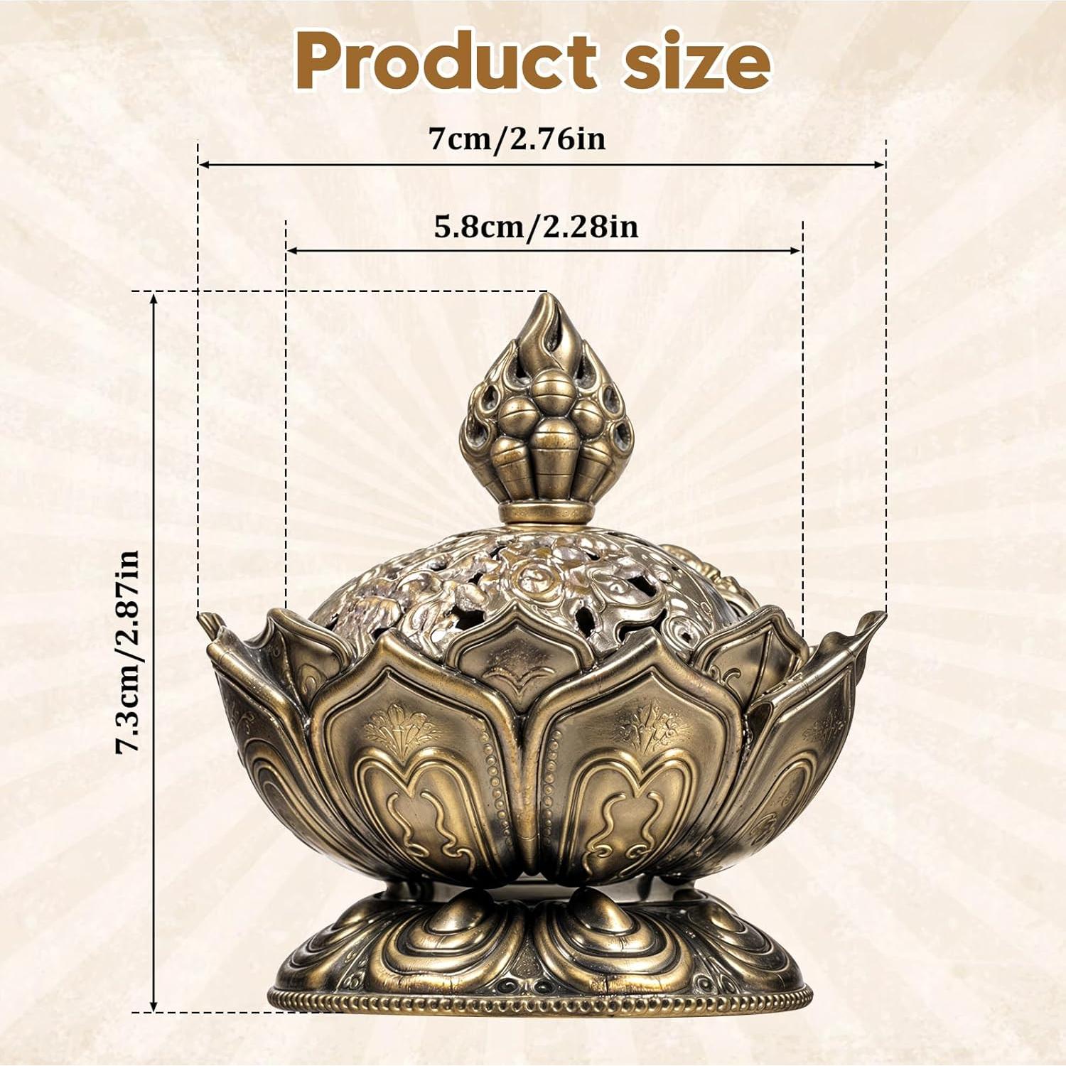 Quemador de Incienso Loto Bronce FdcZeyxior 7.29x6.99cm
