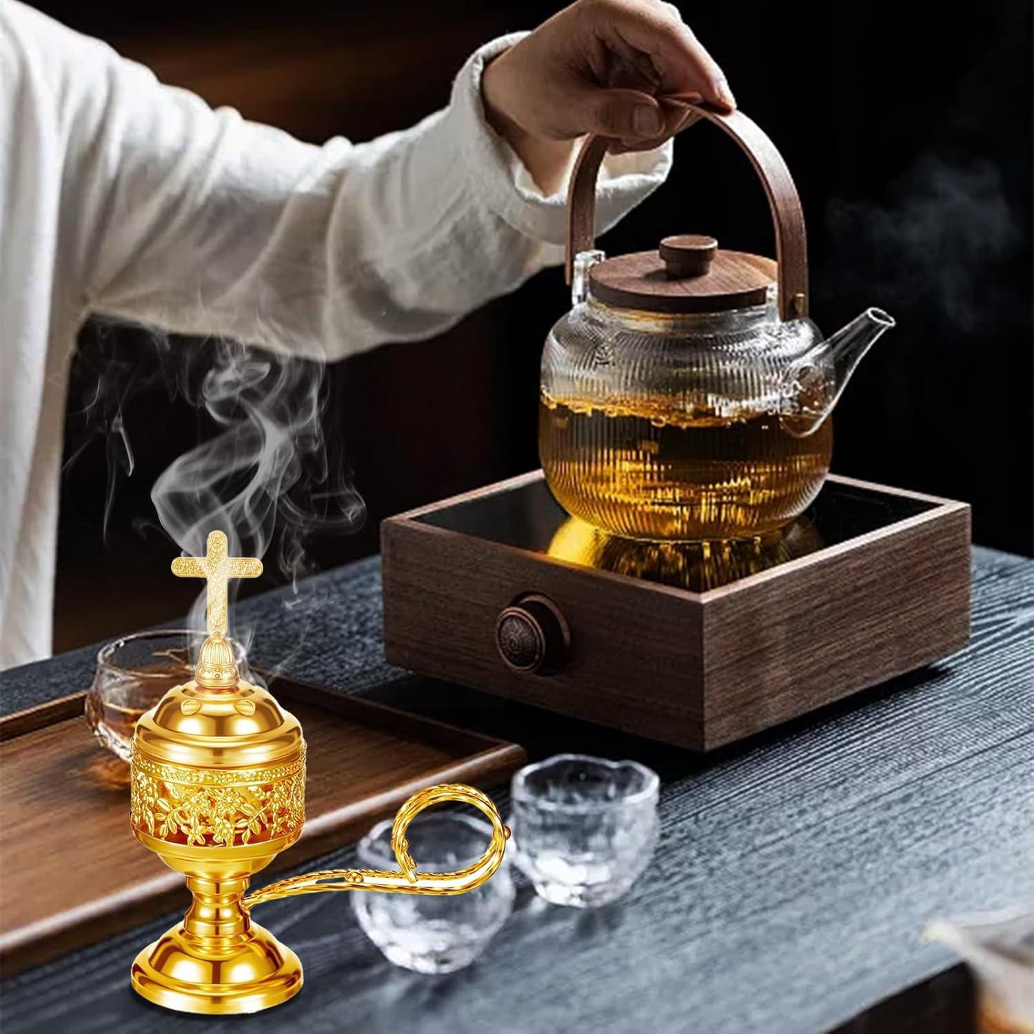 Quemador de Incienso Dorado Lemitung - Compacto y Duradero