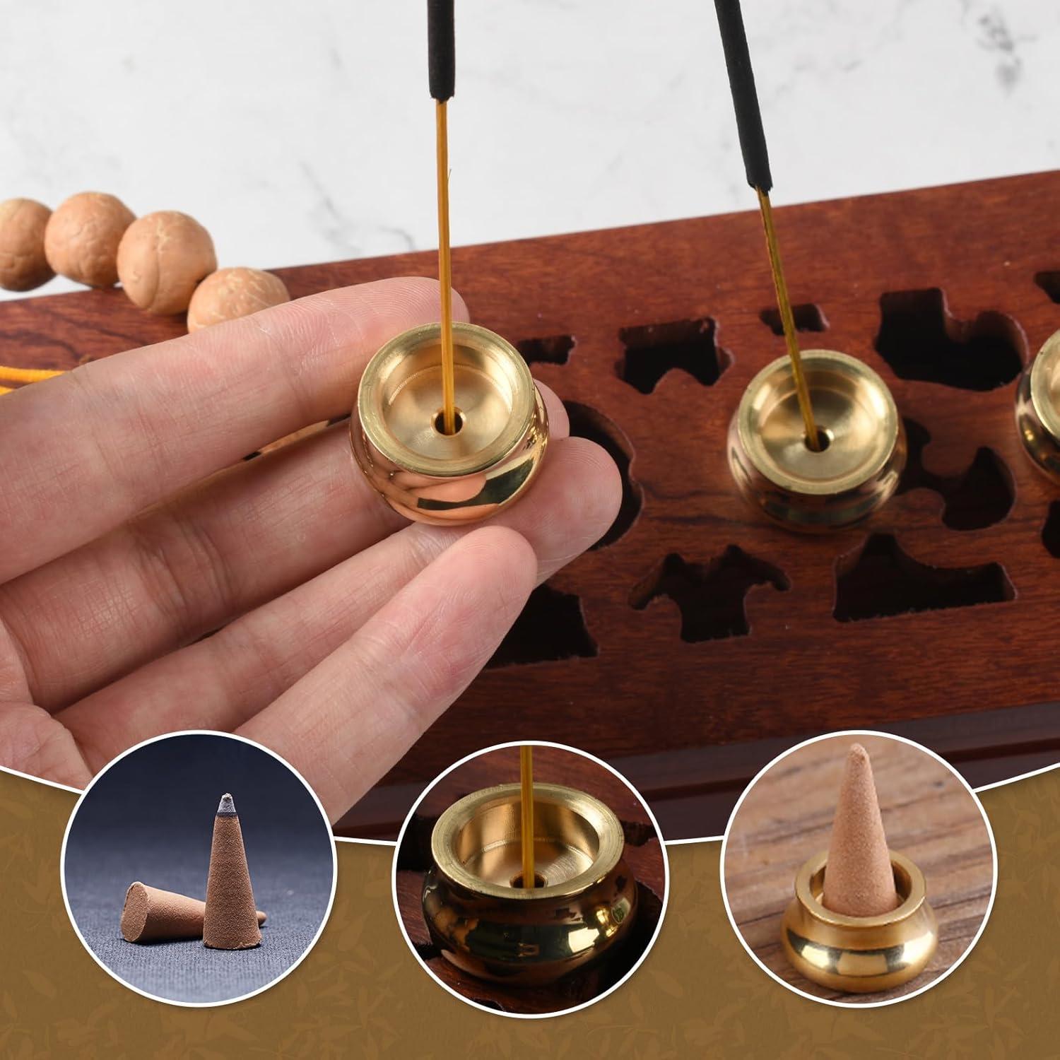 Soporte de Incienso HOKPA 4 Piezas Cobre Dorado Mini