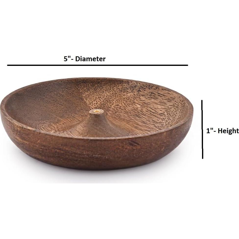 Tazón Redondo de Madera Samhita para Incienso 12.7 cm