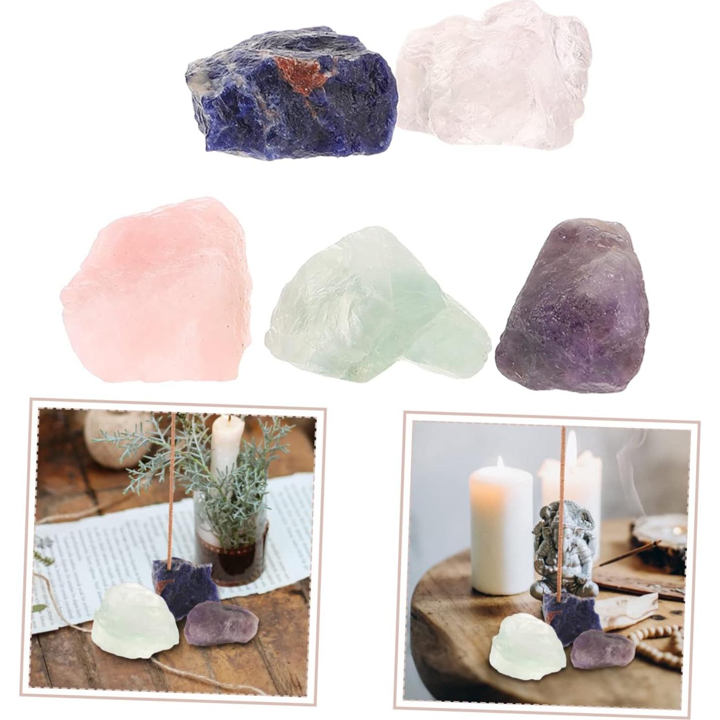 Juego de 5 Soportes de Incienso OUNONA Cristal Natural