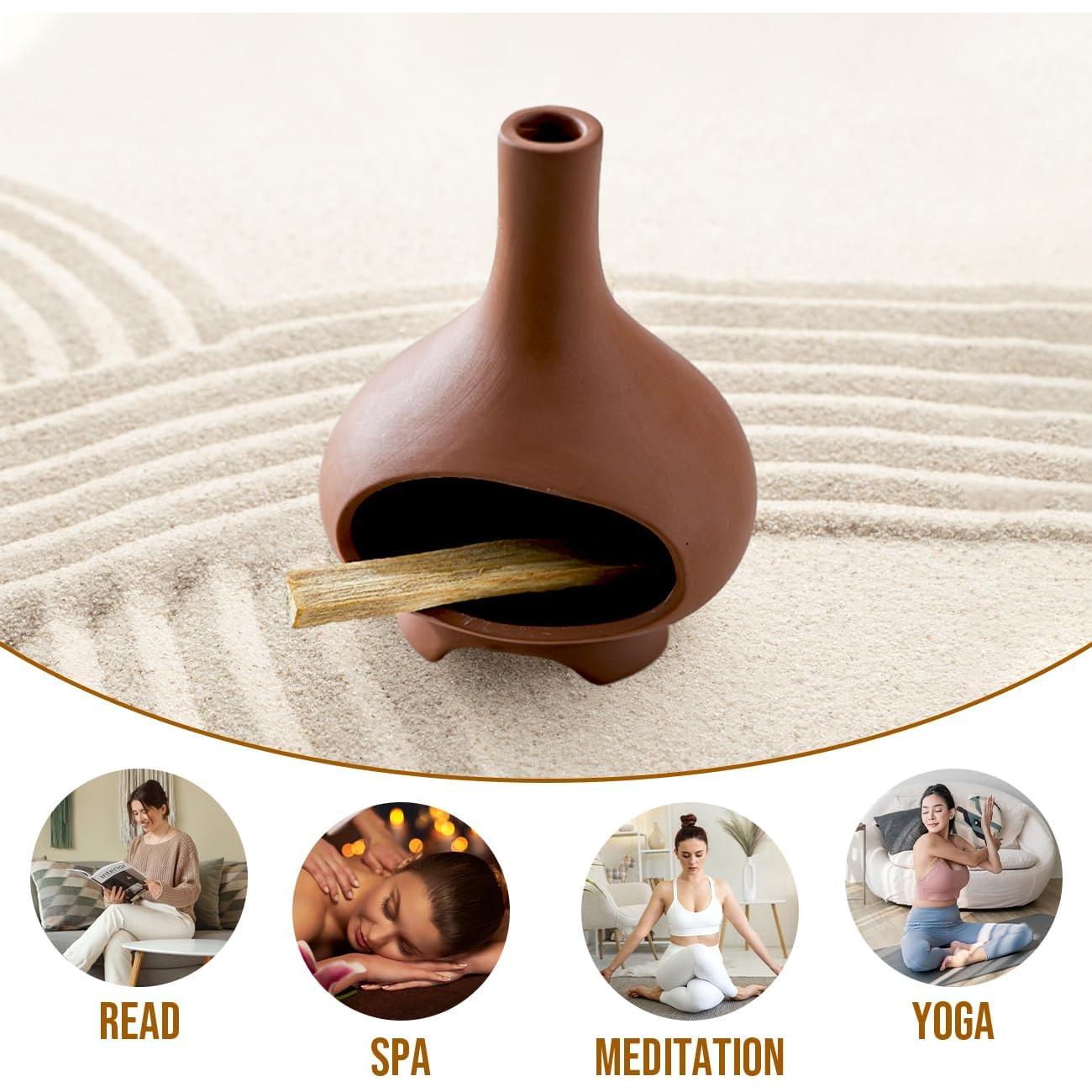 Soporte de Palo Santo Cerámica BENEONY UMAIL Rojo 12.48x7.87cm