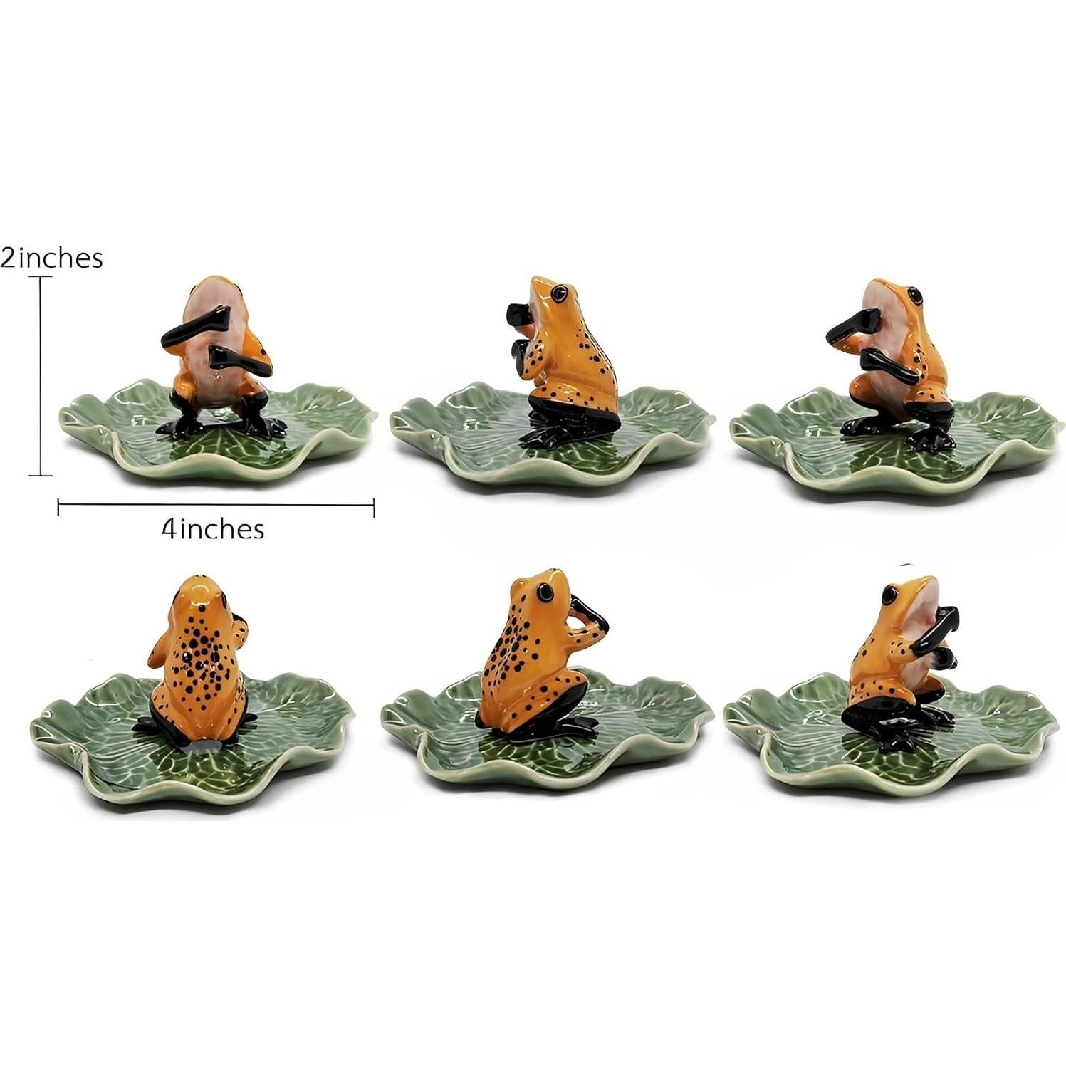 Soporte de Incienso Rana Cerámica Amarillo Negro 10.2x8.9 cm