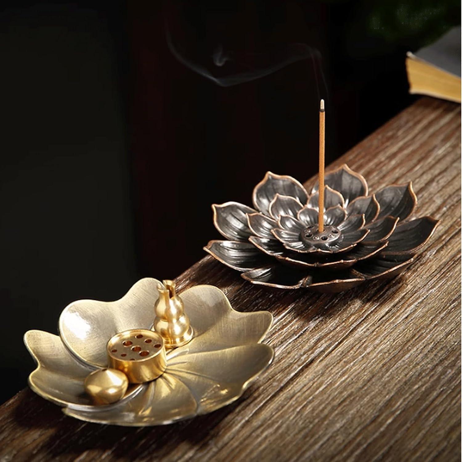 Soporte de Incienso VOKOLA Loto de Latón 4 Piezas 9cm