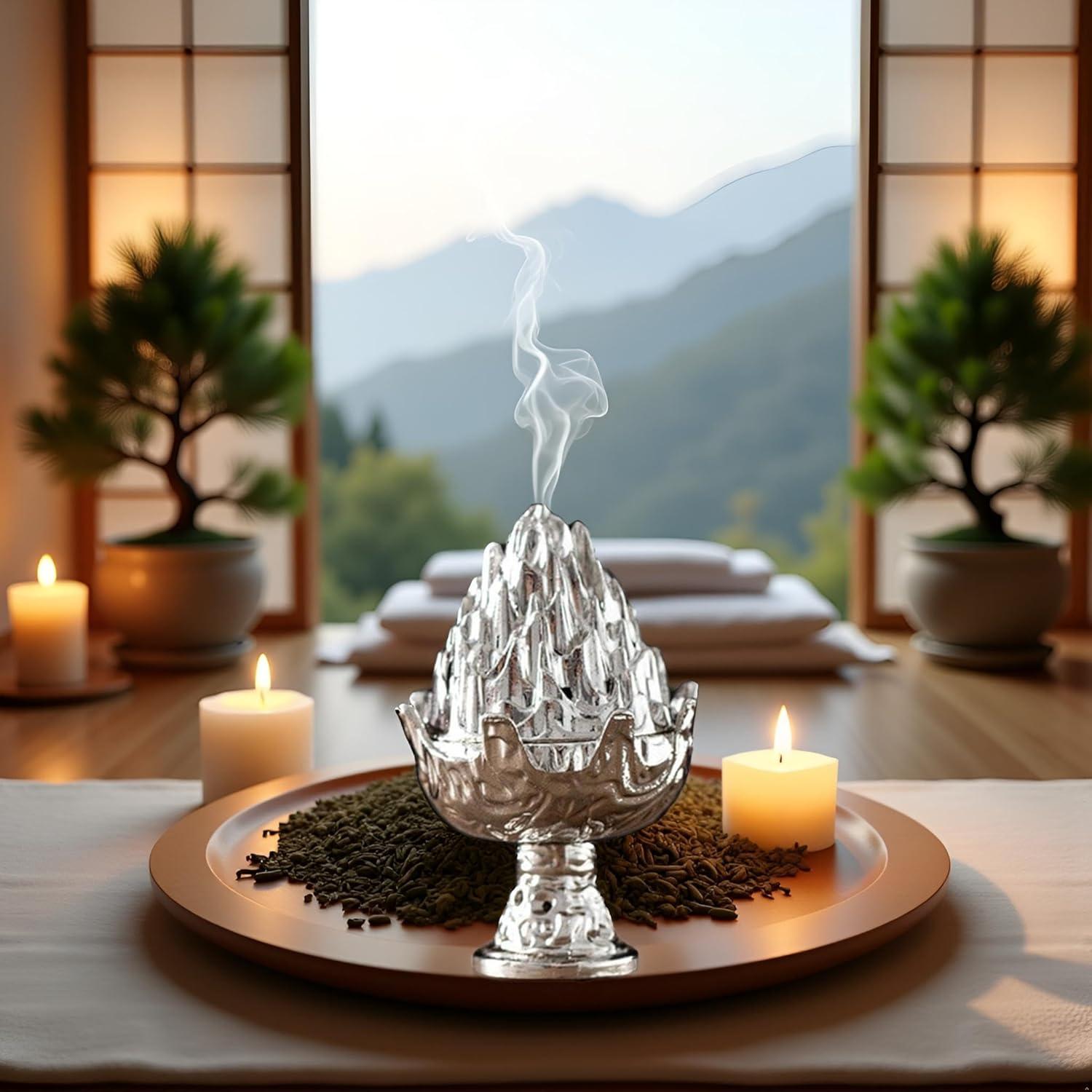 Estufa de Incienso Mini YuanHolumid Plata Montaña Cobre