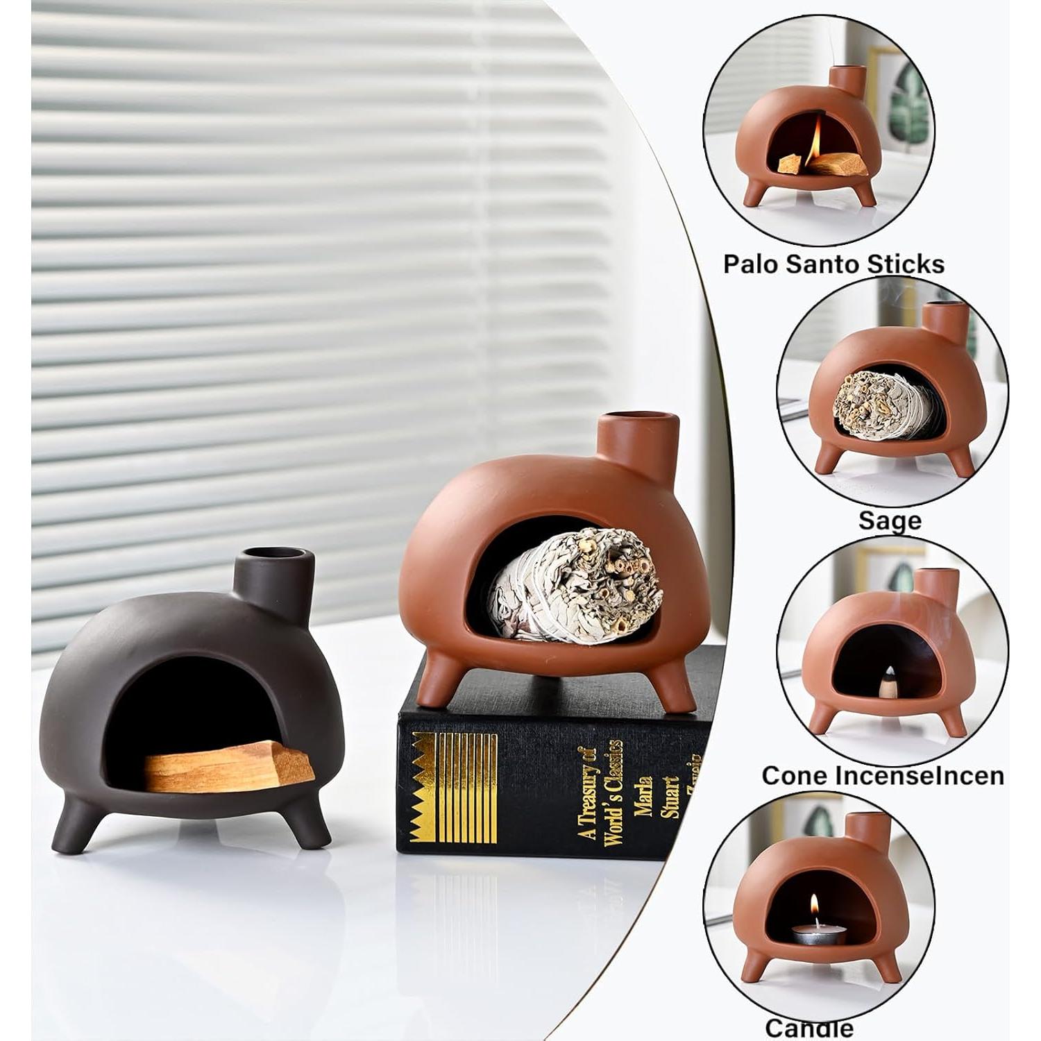 Soporte de Cerámica Zvaiuk para Palo Santo - Mini Chimenea Amarillo