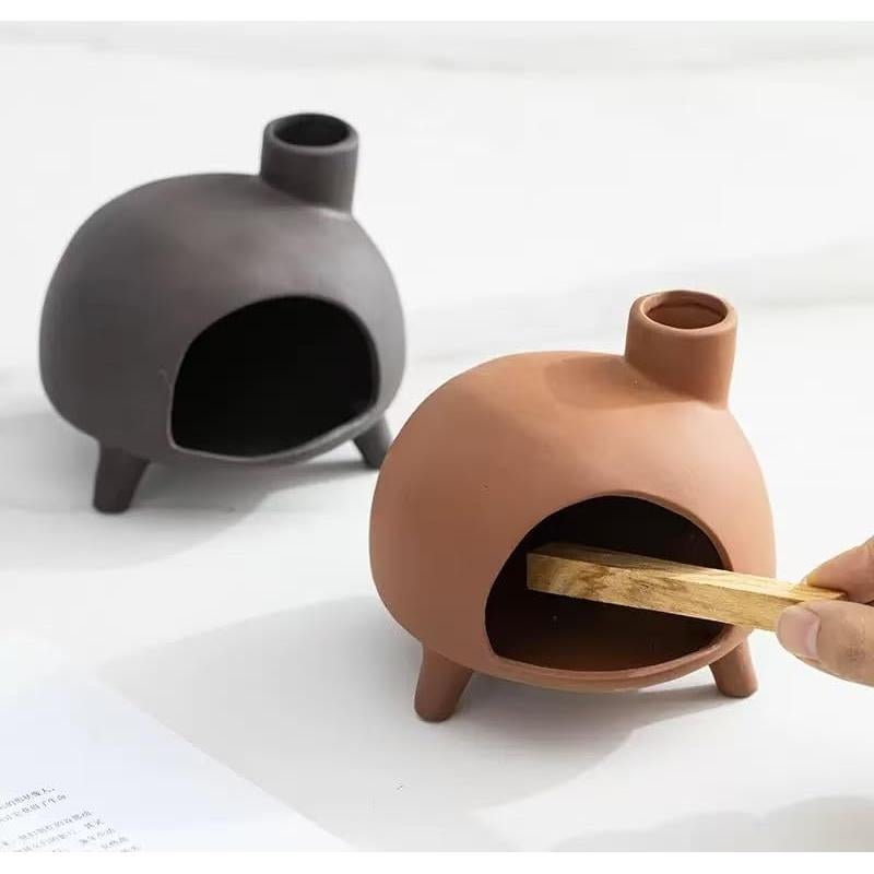 Soporte de Cerámica Zvaiuk para Palo Santo - Mini Chimenea Amarillo