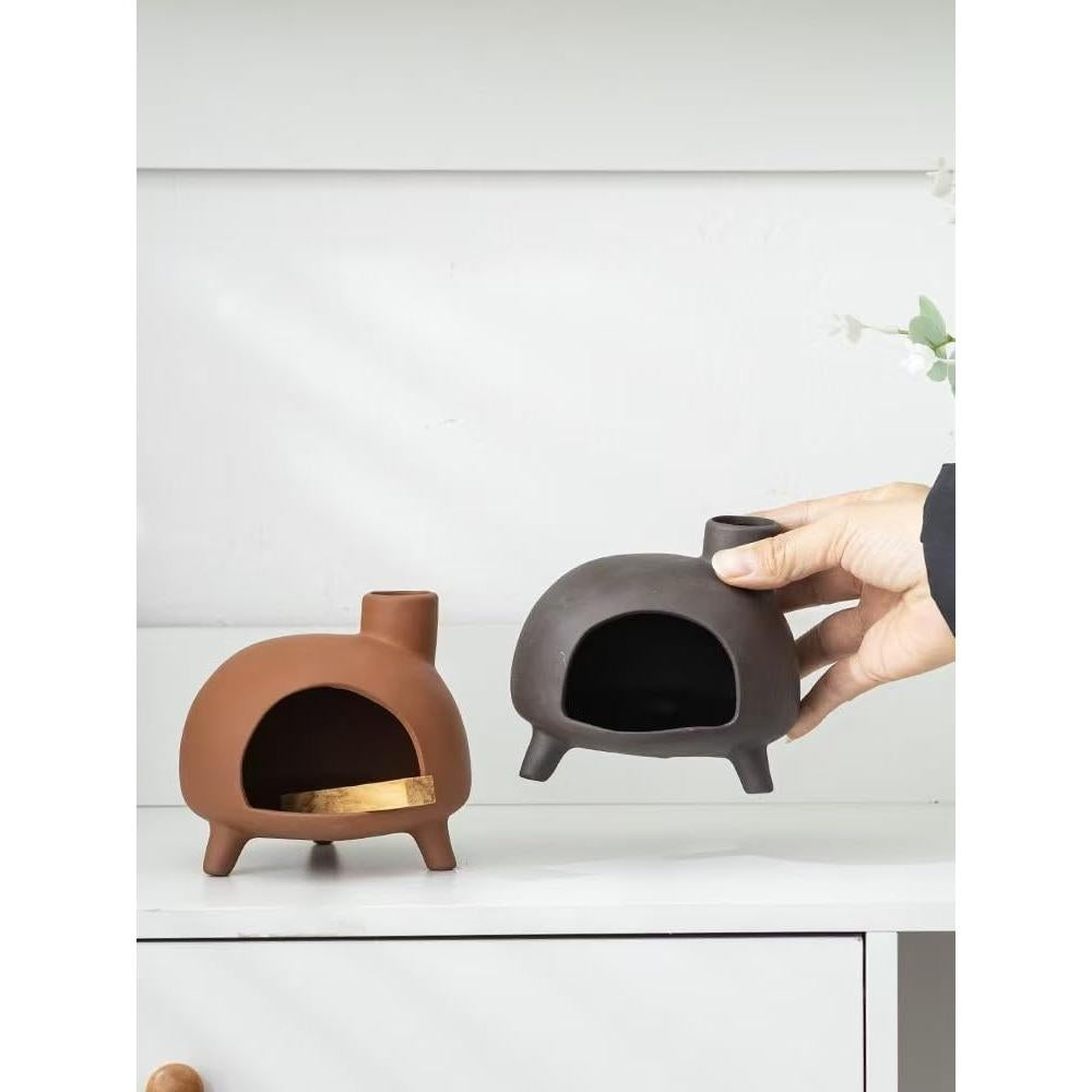 Soporte de Cerámica Zvaiuk para Palo Santo - Mini Chimenea Amarillo